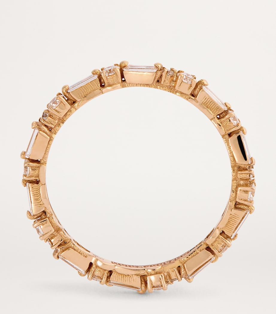 Rose Gold and Diamond Thin Mix Eternity Ring 18K RG/WD Image 3