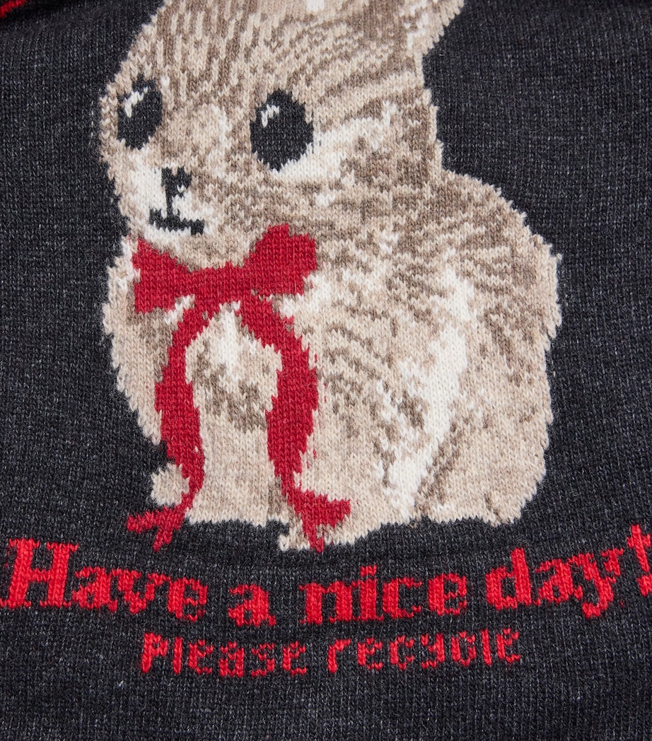 Wool-Blend Bunny Jacquard Cardigan 252 PHANTOM Image 5