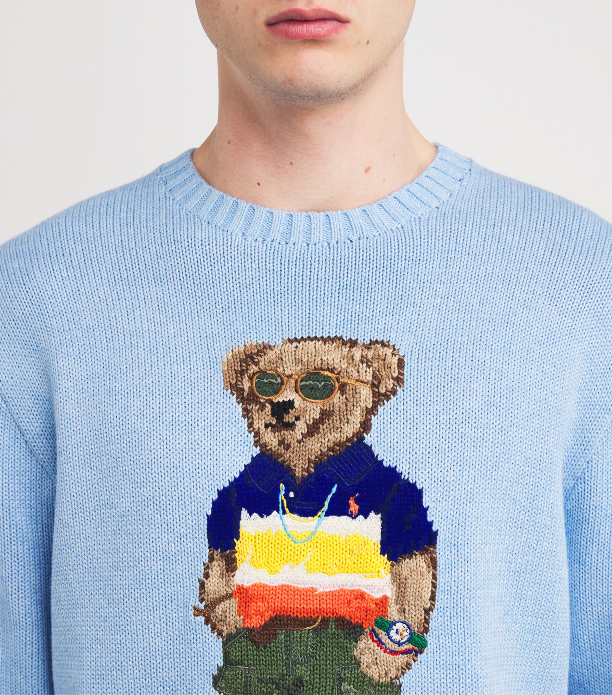 Polo Ralph Lauren Mens Cotton Polo Bear Sweater Blue Image 4