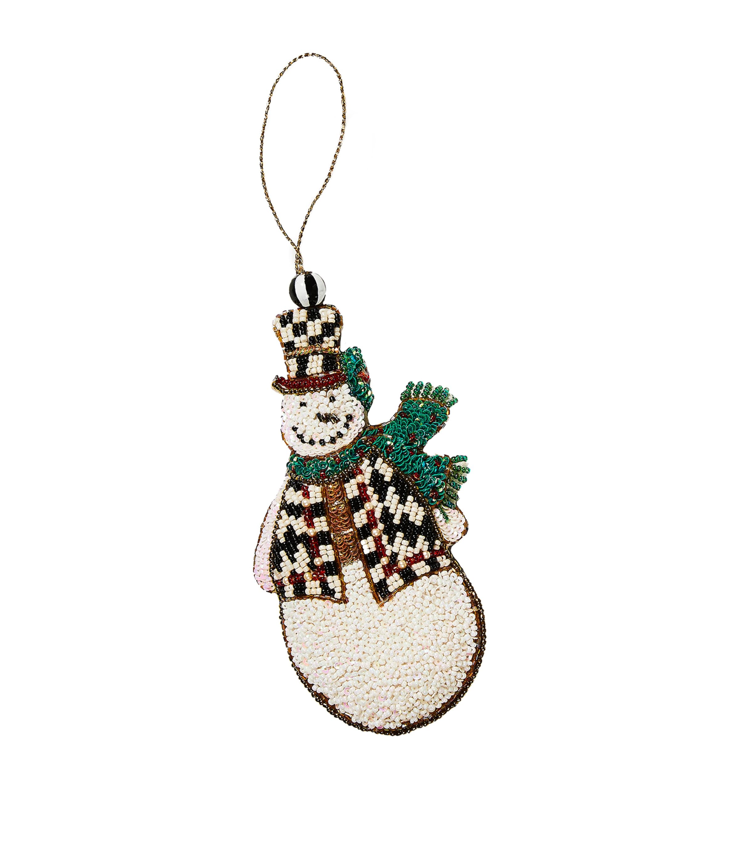 Mackenzie-childs Snowman Beaded Ornament In White