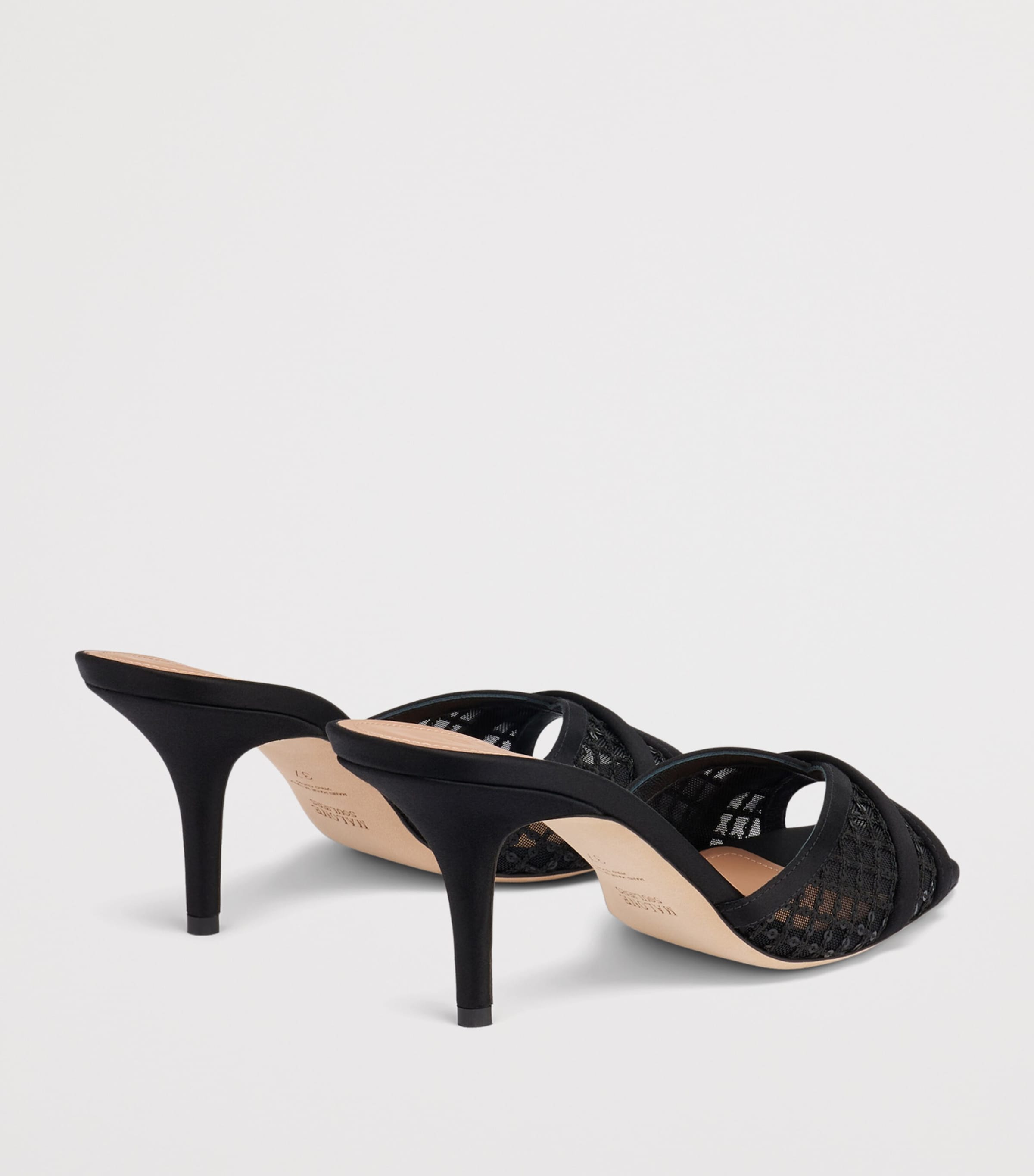 Malone Souliers Sequin Mesh Perla Heeled Sandals 70 Black Image 4