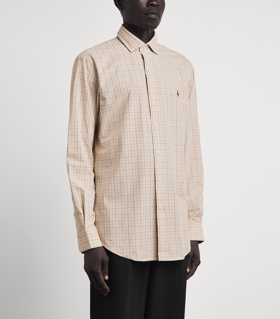 Polo Ralph Lauren Mens Stretch-Cotton Check Custom Fit Shirt Khki Olive Mlt Image 4