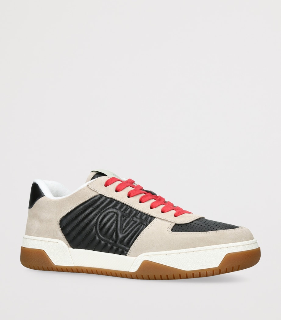Leather-Suede Sparry Sneakers WHITE/BLK Image 3