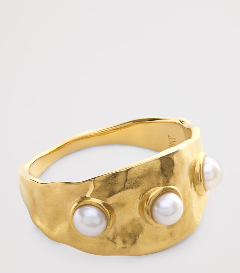 Gold Vermeil Triple Pearl Ring 18K GOLD VERMEIL Image 2