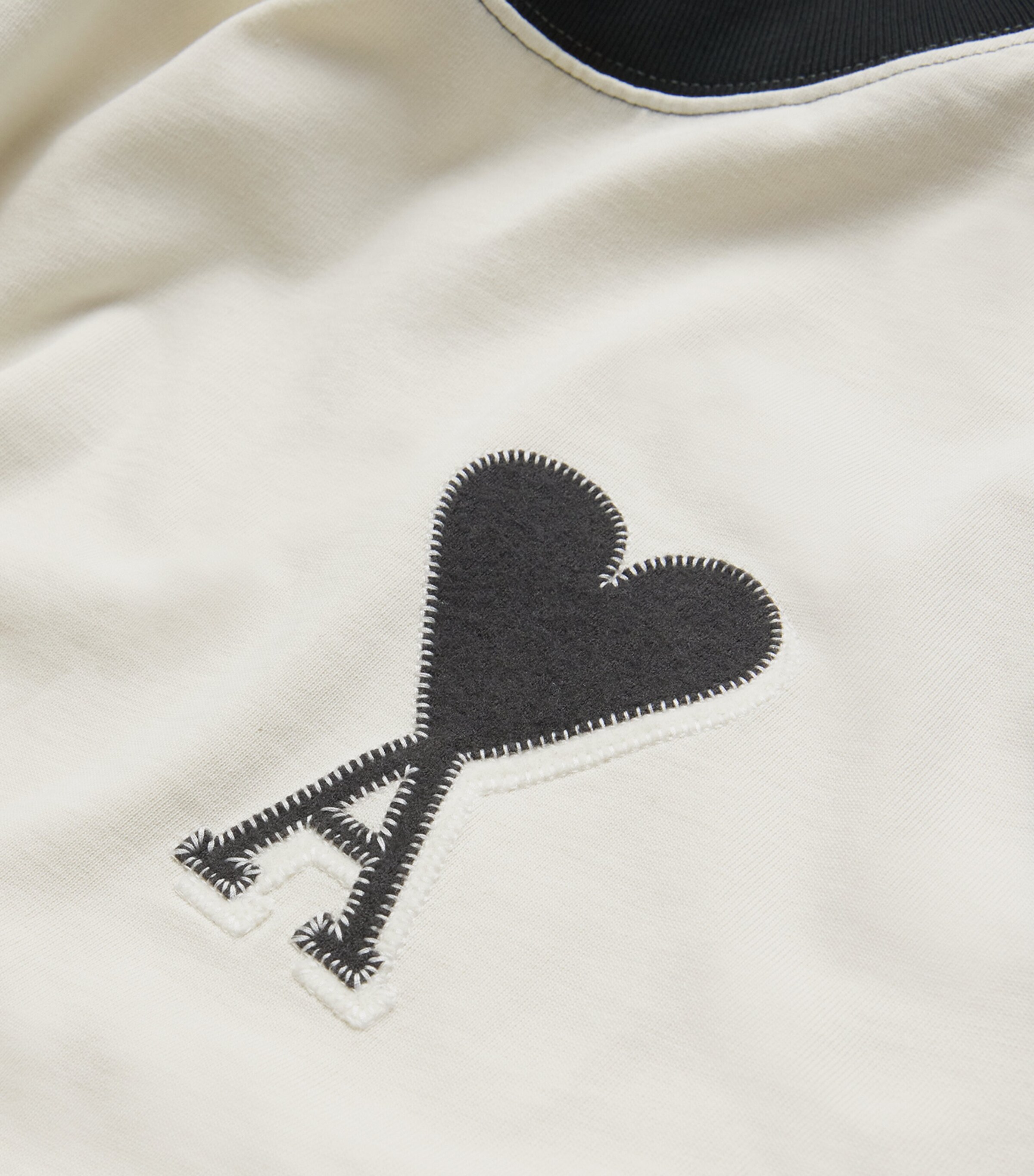 AMI Paris Mens Cotton Two-Tone Ami de Coeur T-Shirt Ivoire/noir Image 5
