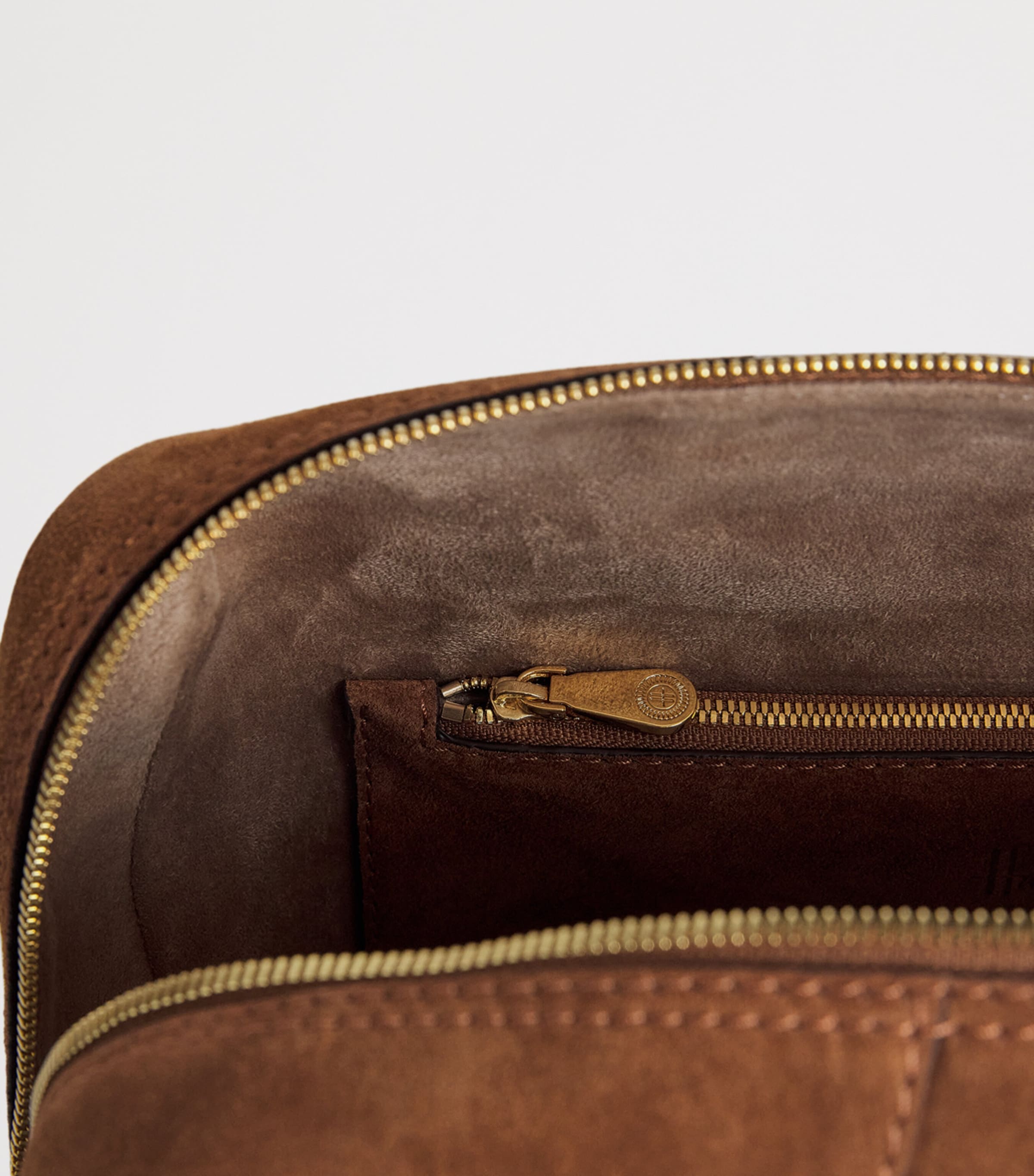Harrods Medium Suede Wren Shoulder Bag Brown Image 5