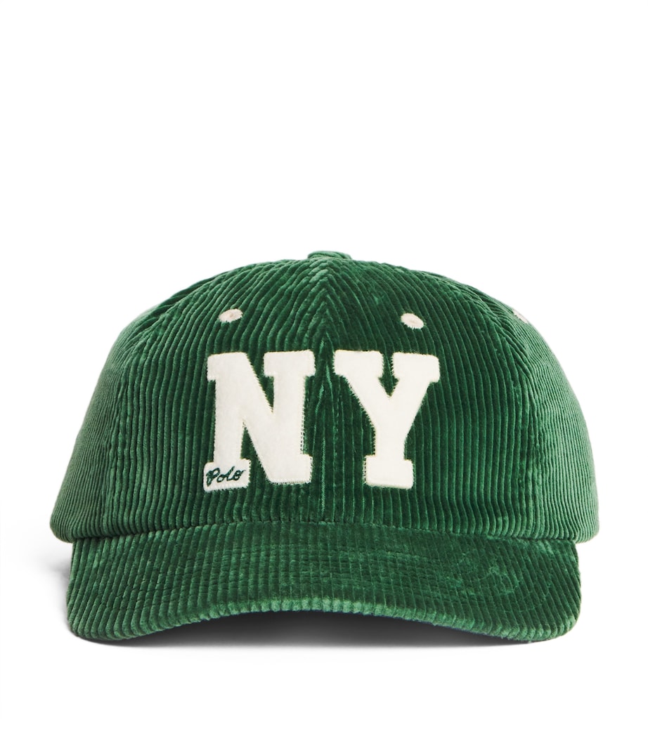 Cotton Corduroy NY-Patch Baseball Cap GREEN Image 1