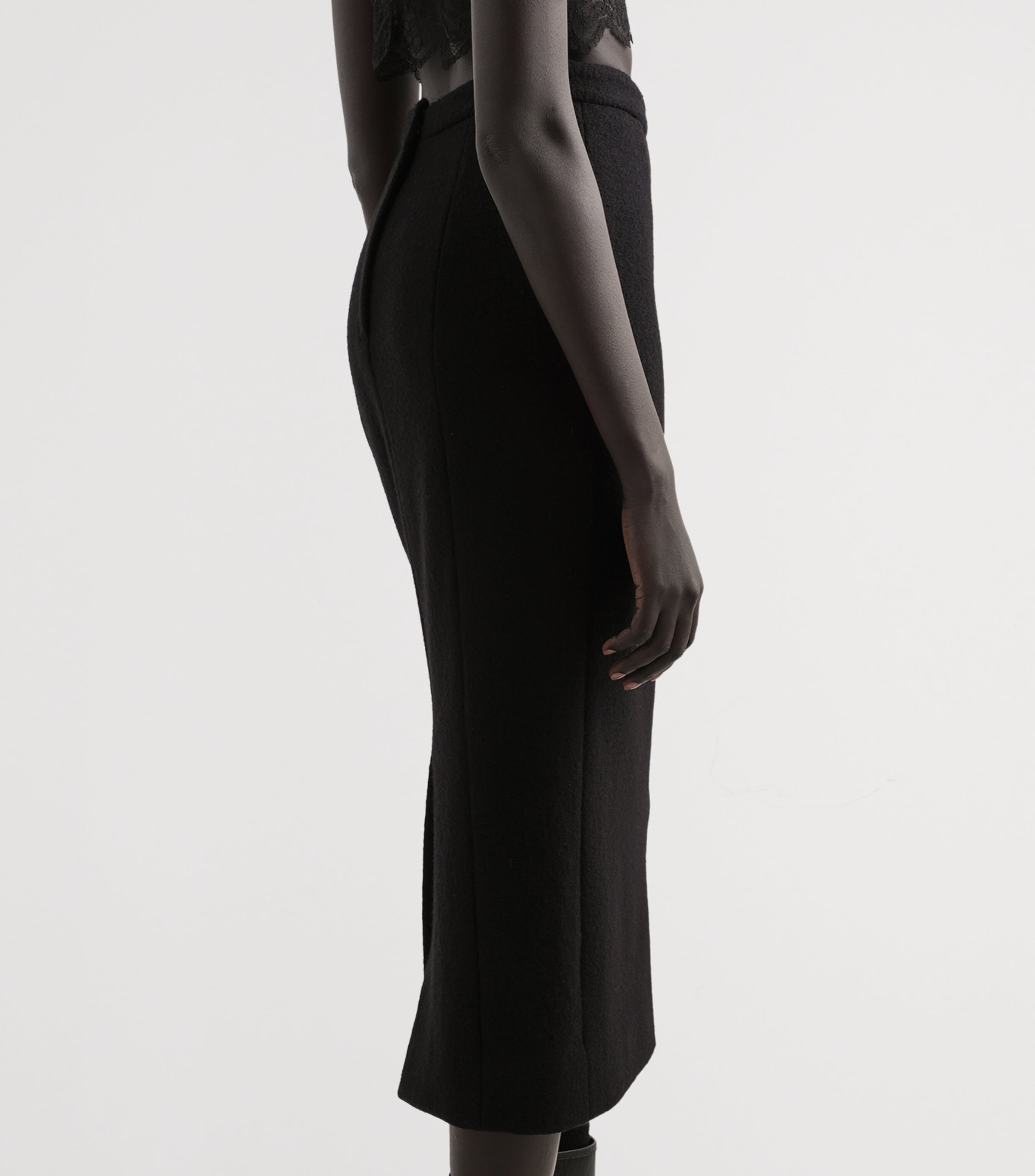 Virgin Wool Midi Skirt N0000-BLACK Image 5