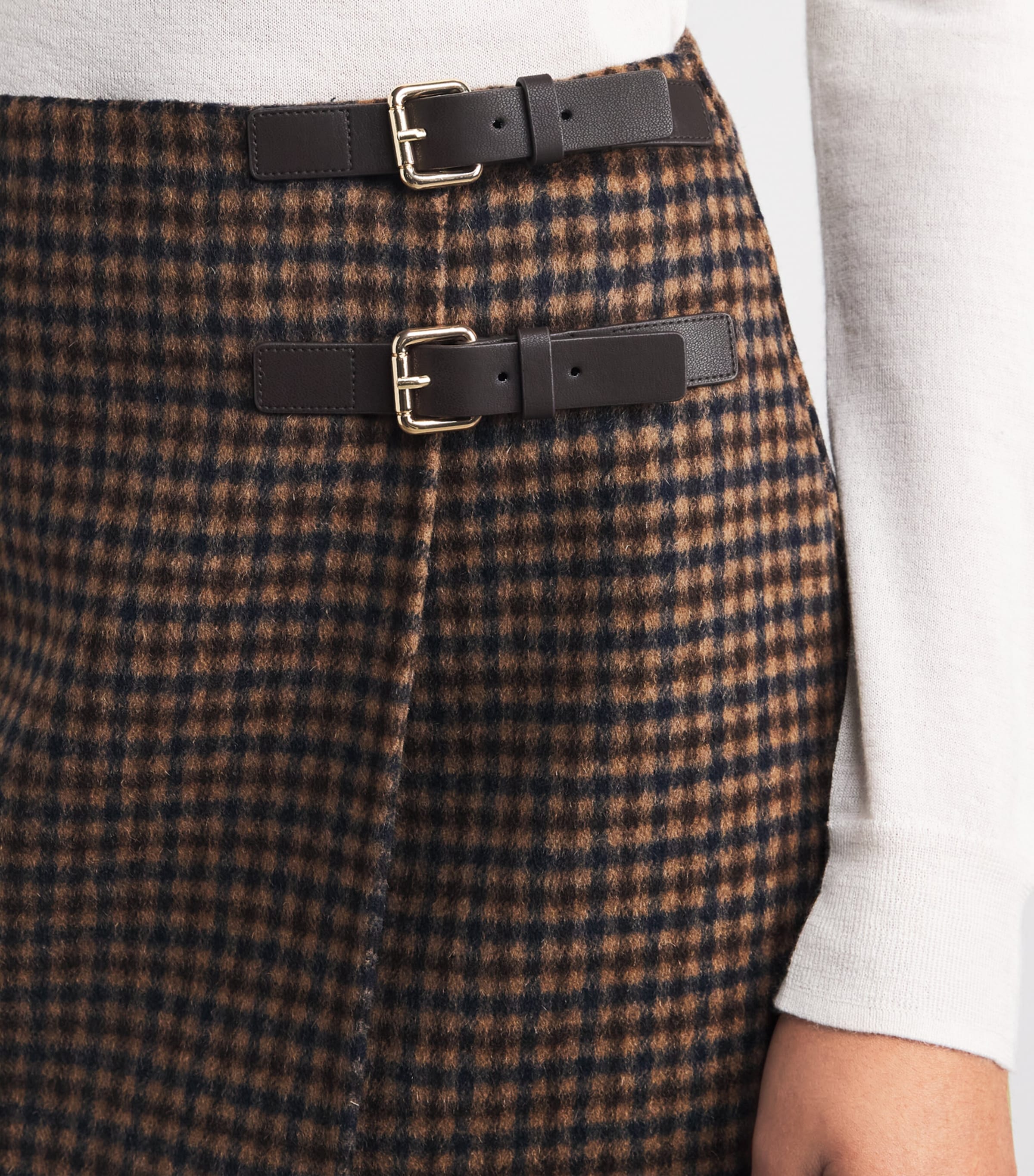 Claudie Pierlot Womens Wool-Blend Check Mini Skirt Dual Color Image 3