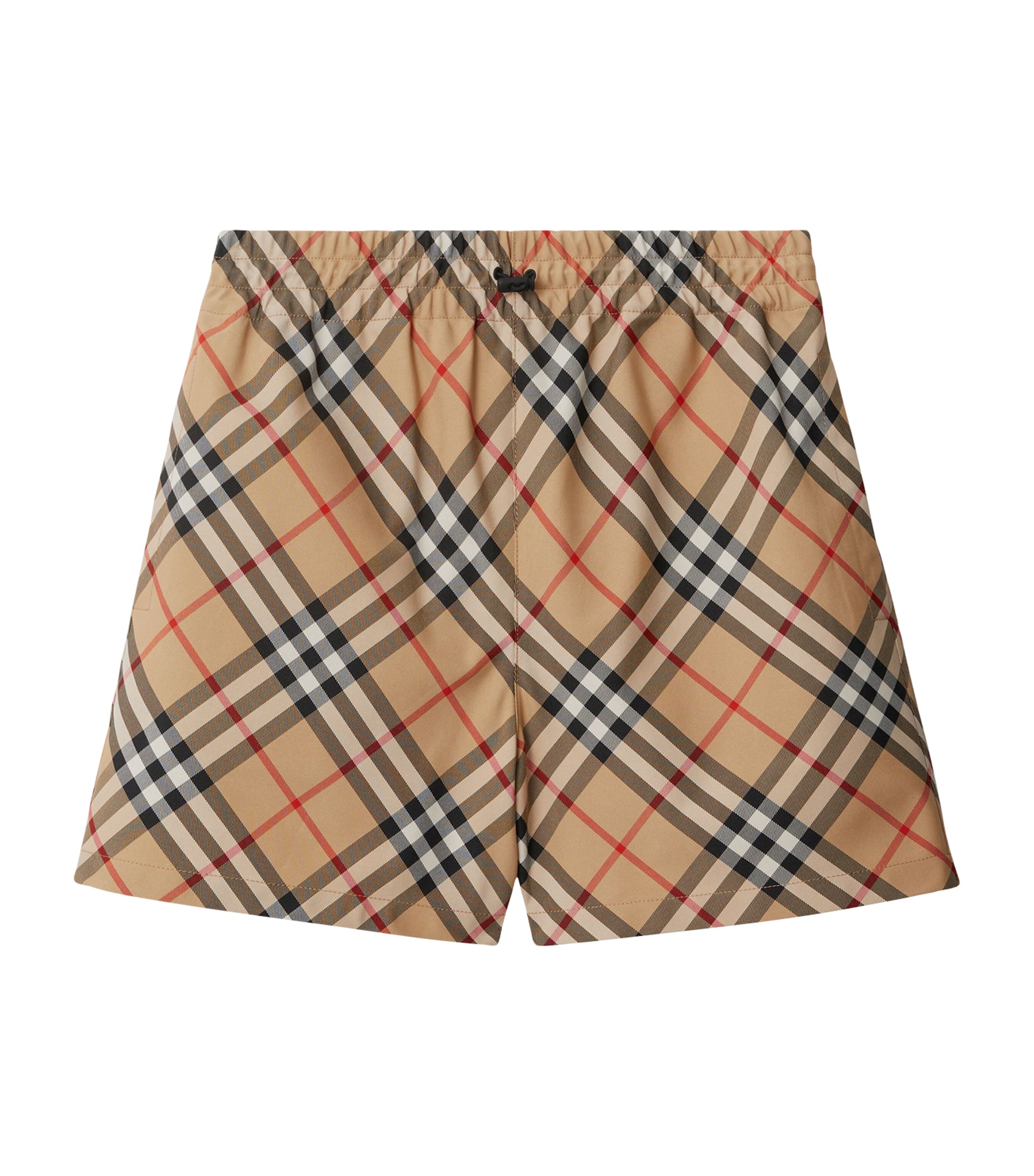 Burberry Check Ekd Drawstring Pull-on Shorts In Yellow