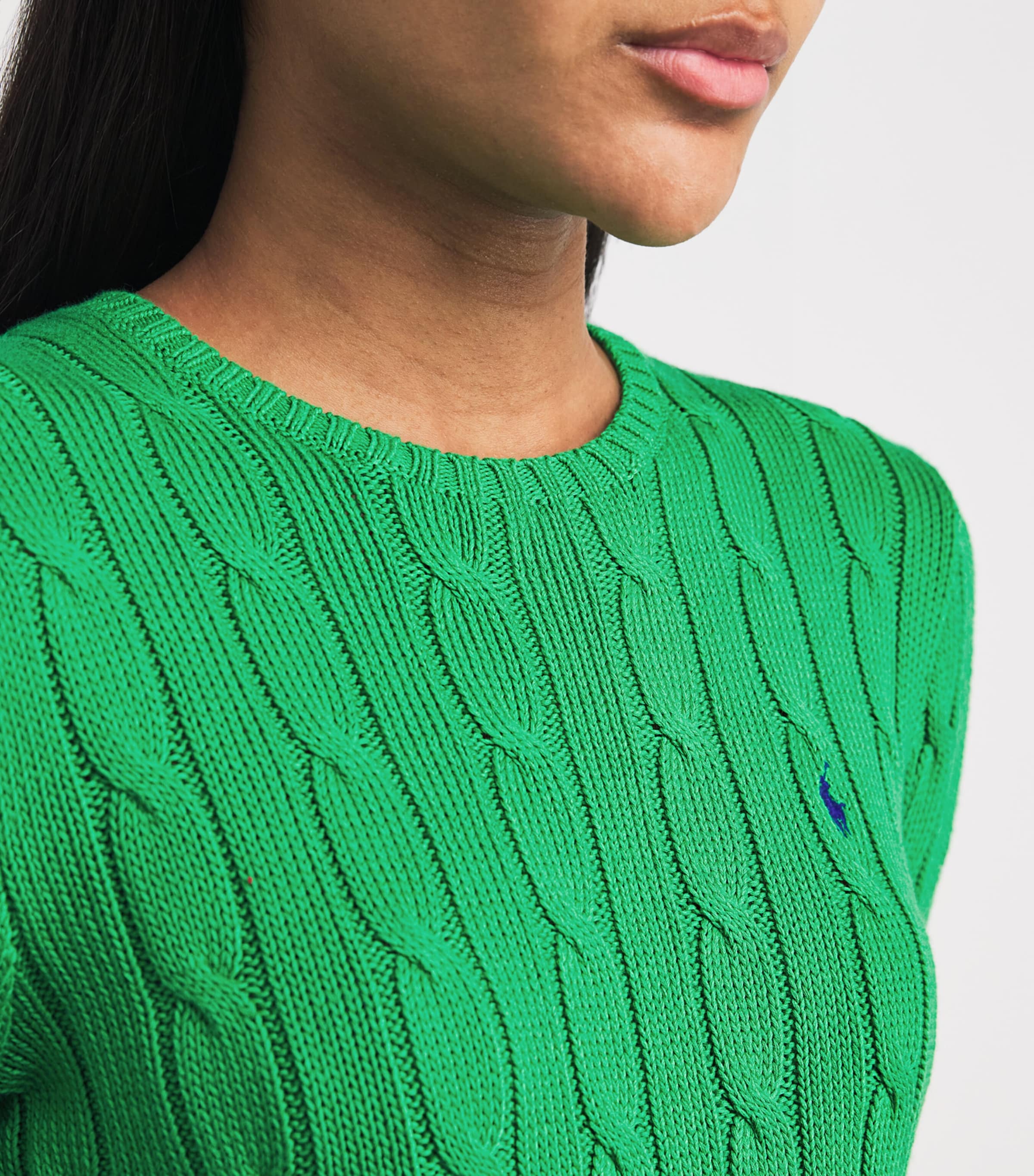 Polo Ralph Lauren Womens Cotton Cable-Knit Sweater Preppy Green Image 6