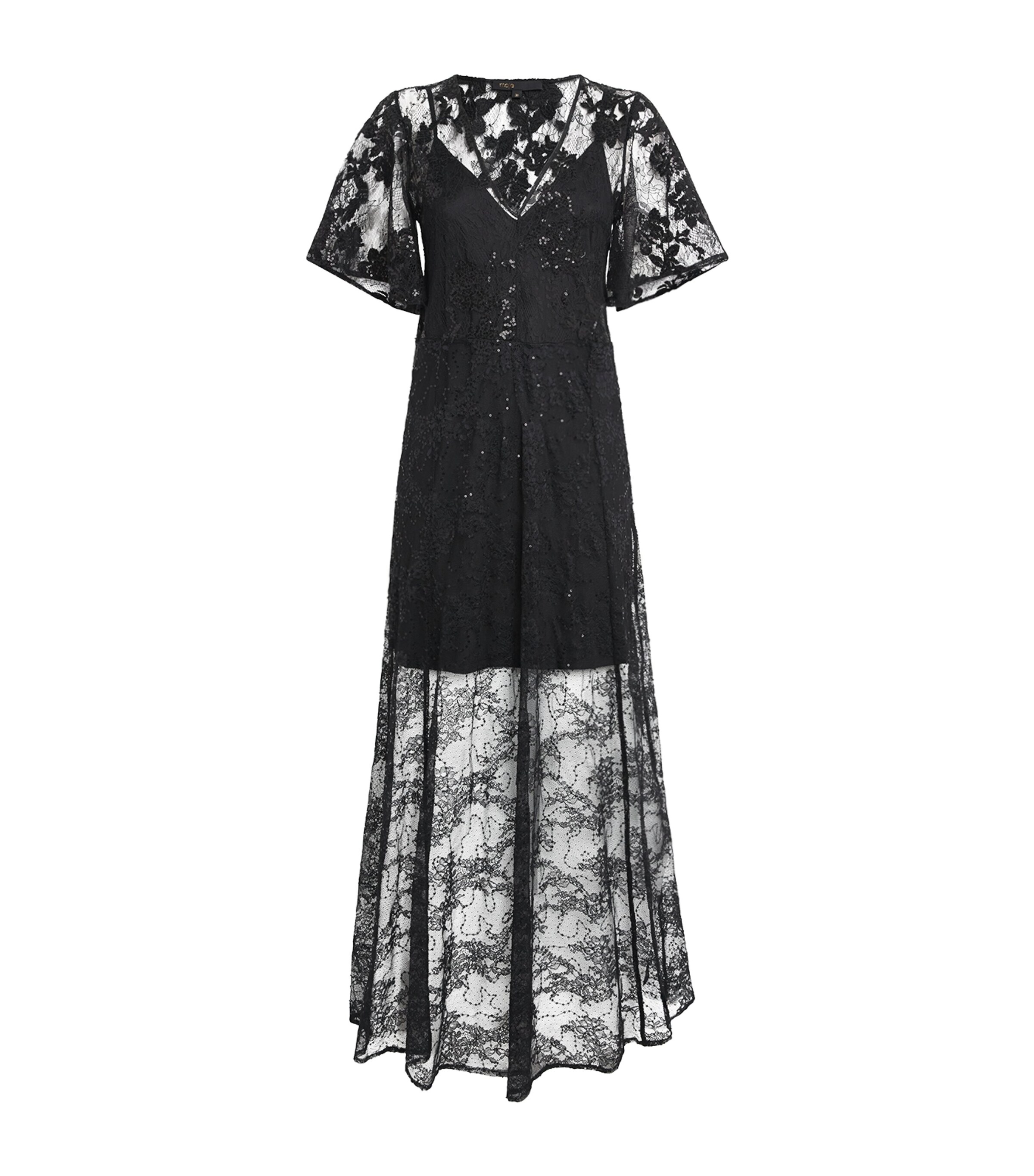 Maje Black Lace Maxi Dress | Harrods NG