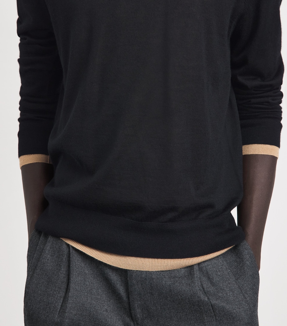 Gabriela Hearst Mens Cashmere-Silk Reversible Wells Sweater Black/camel Image 3