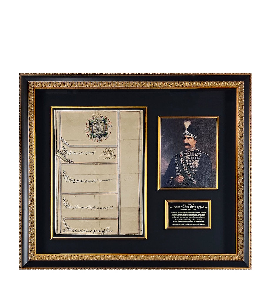 Leipzig Galleries Naser Al-din Shah Qajar Signed Historic Document Display Image 1