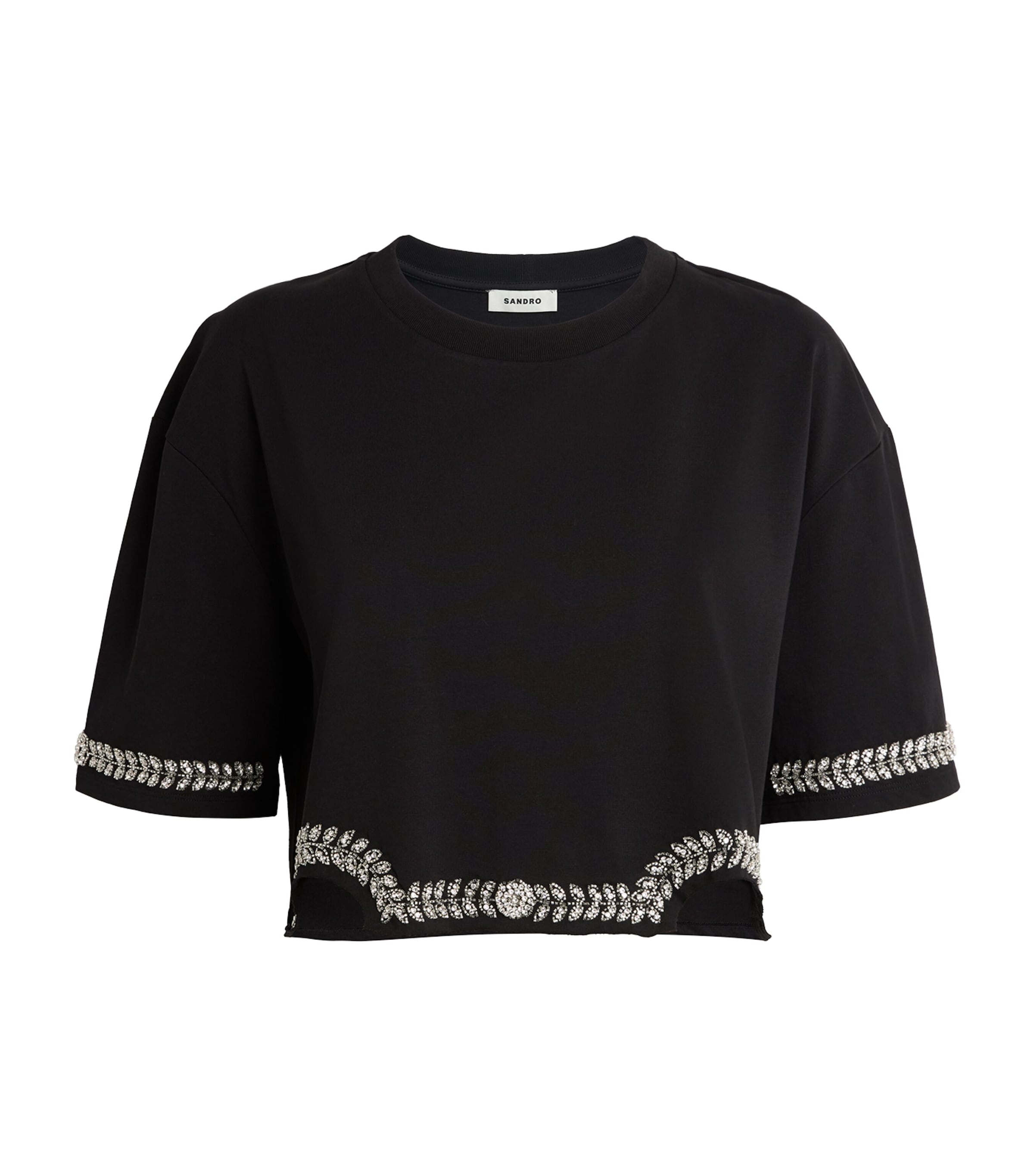 Sandro Crystal-embellished T-shirt In Black