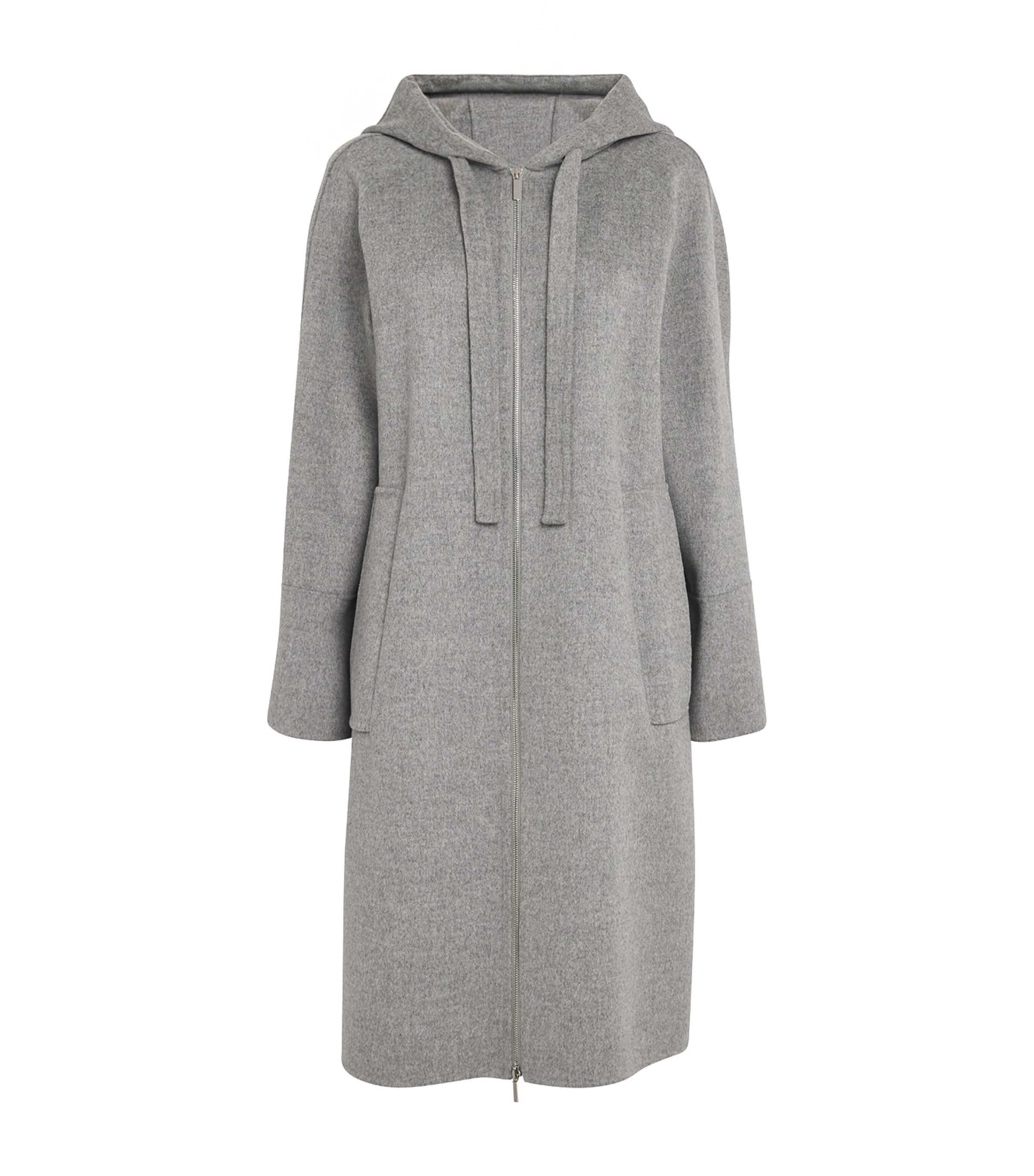 Max Mara Wool Zipped Coat In Gray