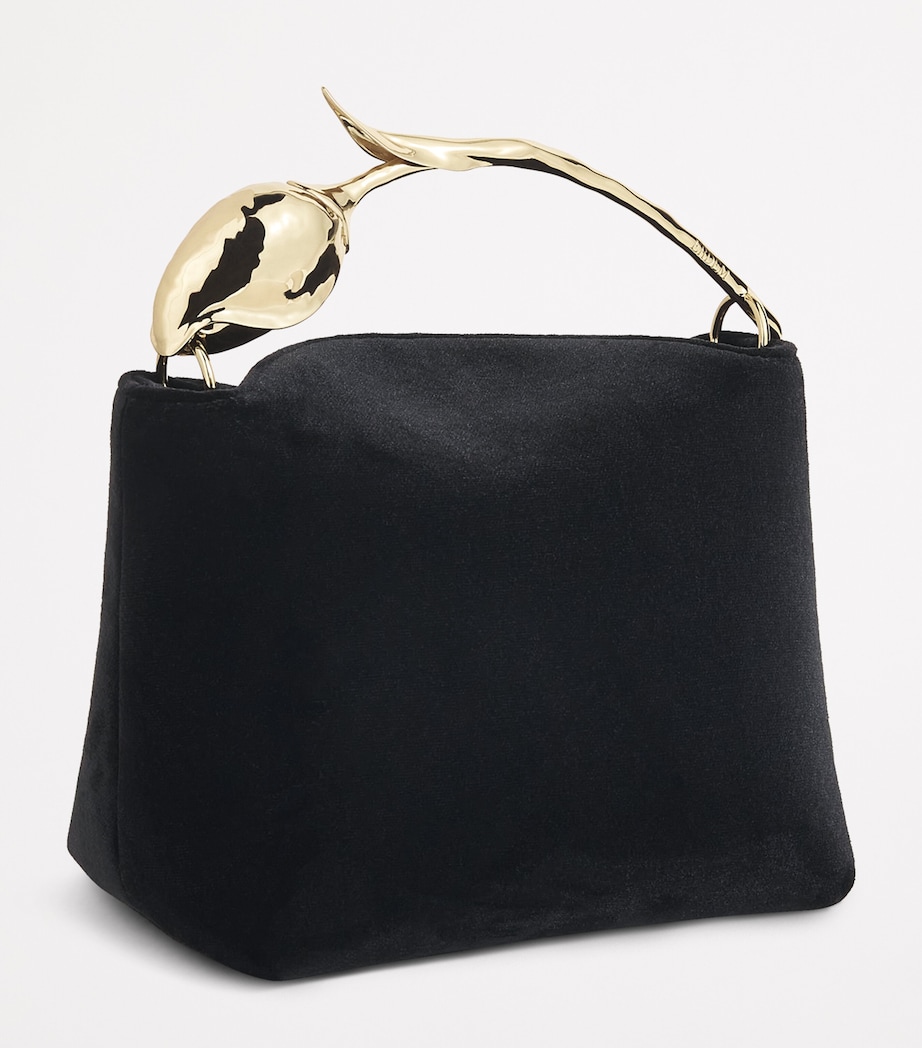 Mini Velvet Bloom Top-Handle Bag BLACK Image 3