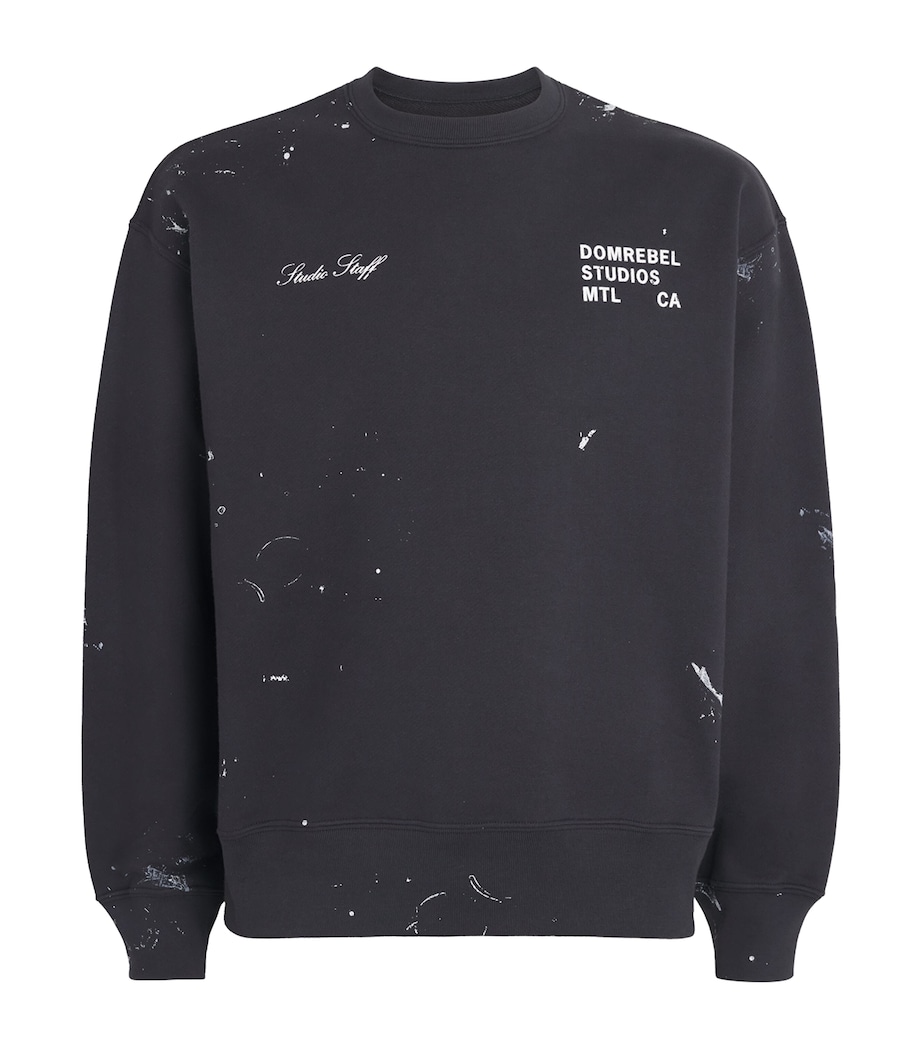 DOMREBEL Mens Cotton Staff Sweatshirt Old Black Image 1