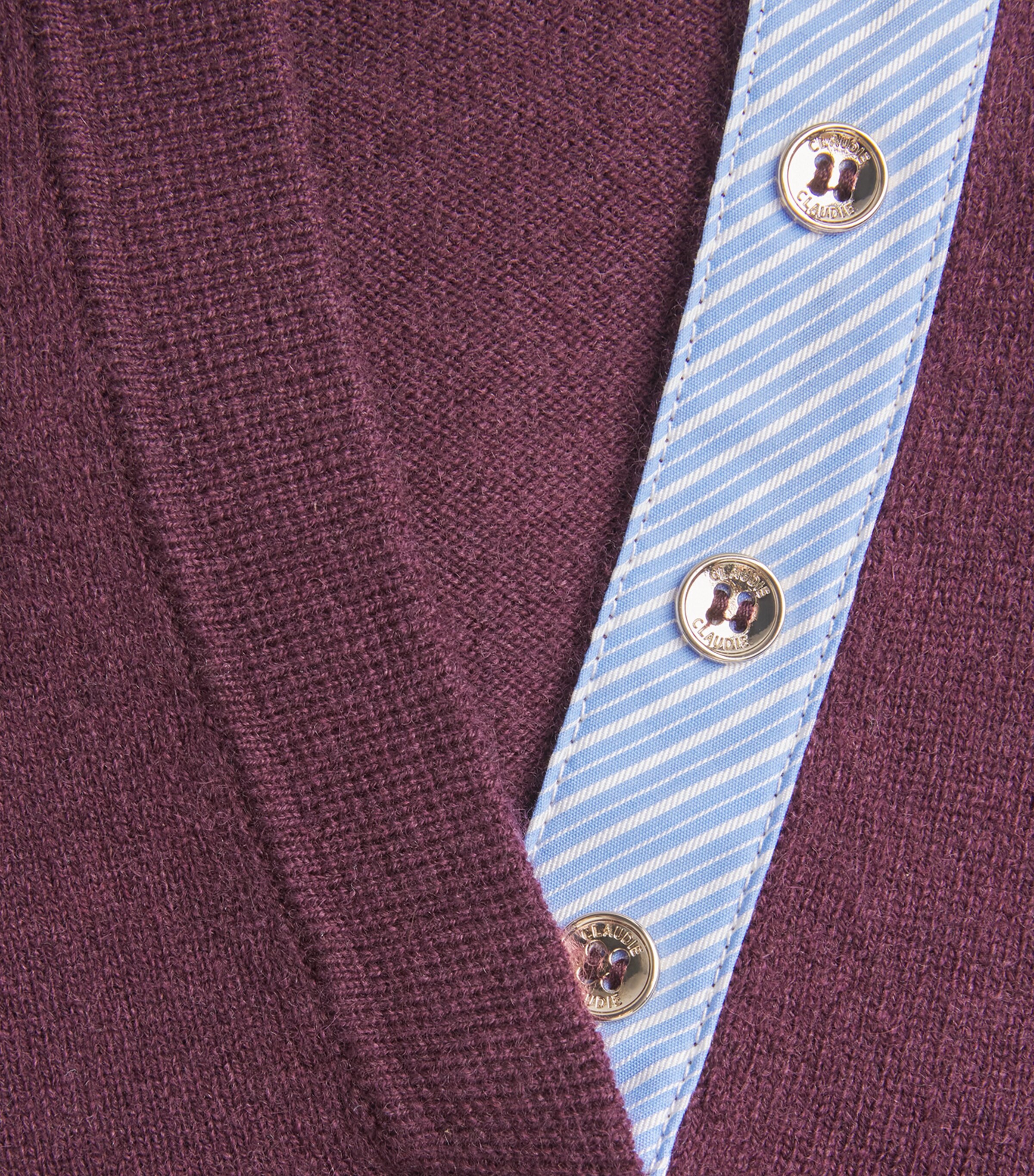 Claudie Pierlot Womens Wool-Cashmere Polo Sweater Aubergine Image 6