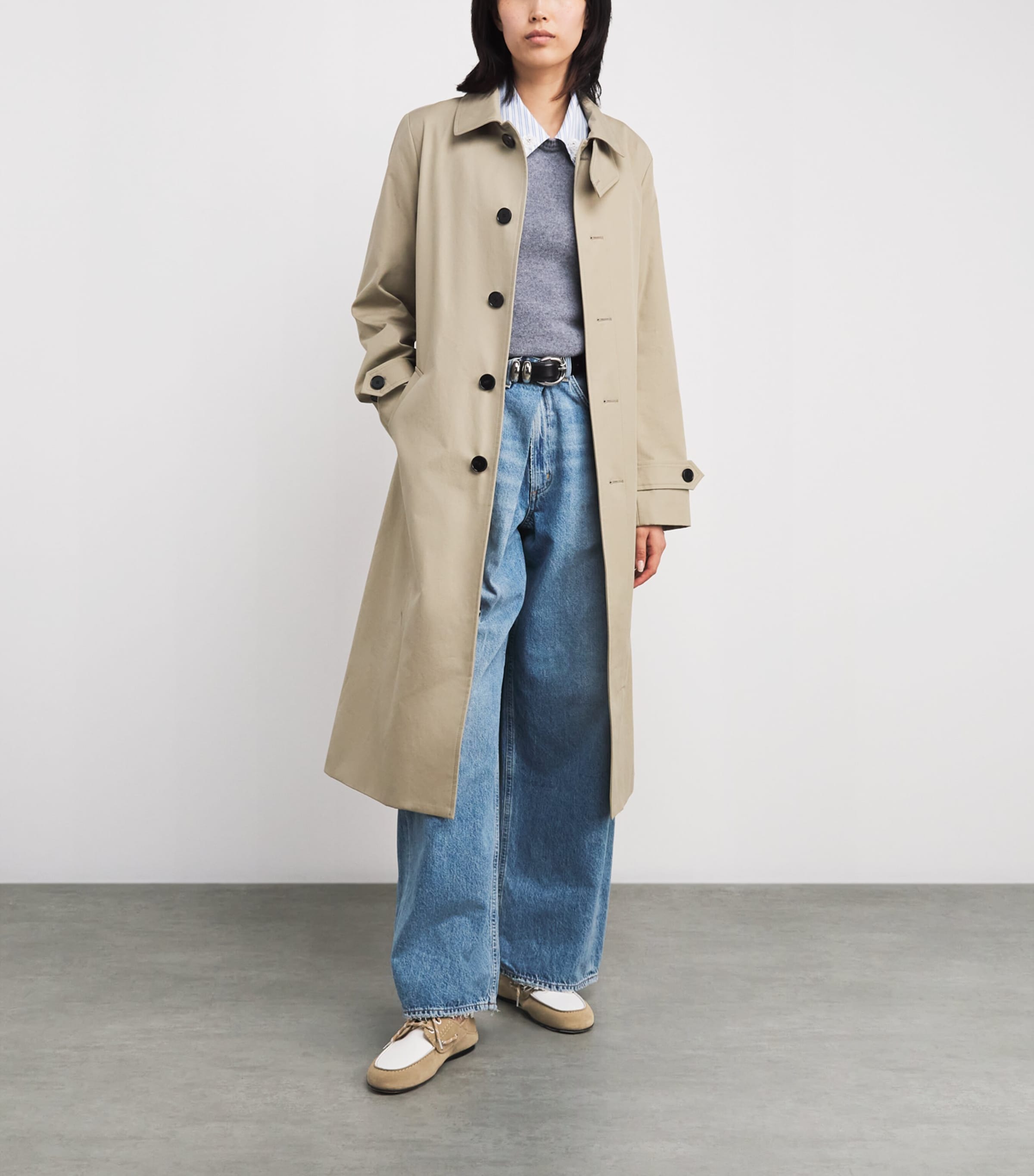 Suede Two-Tone Boat Shoes BEIGE Image 6