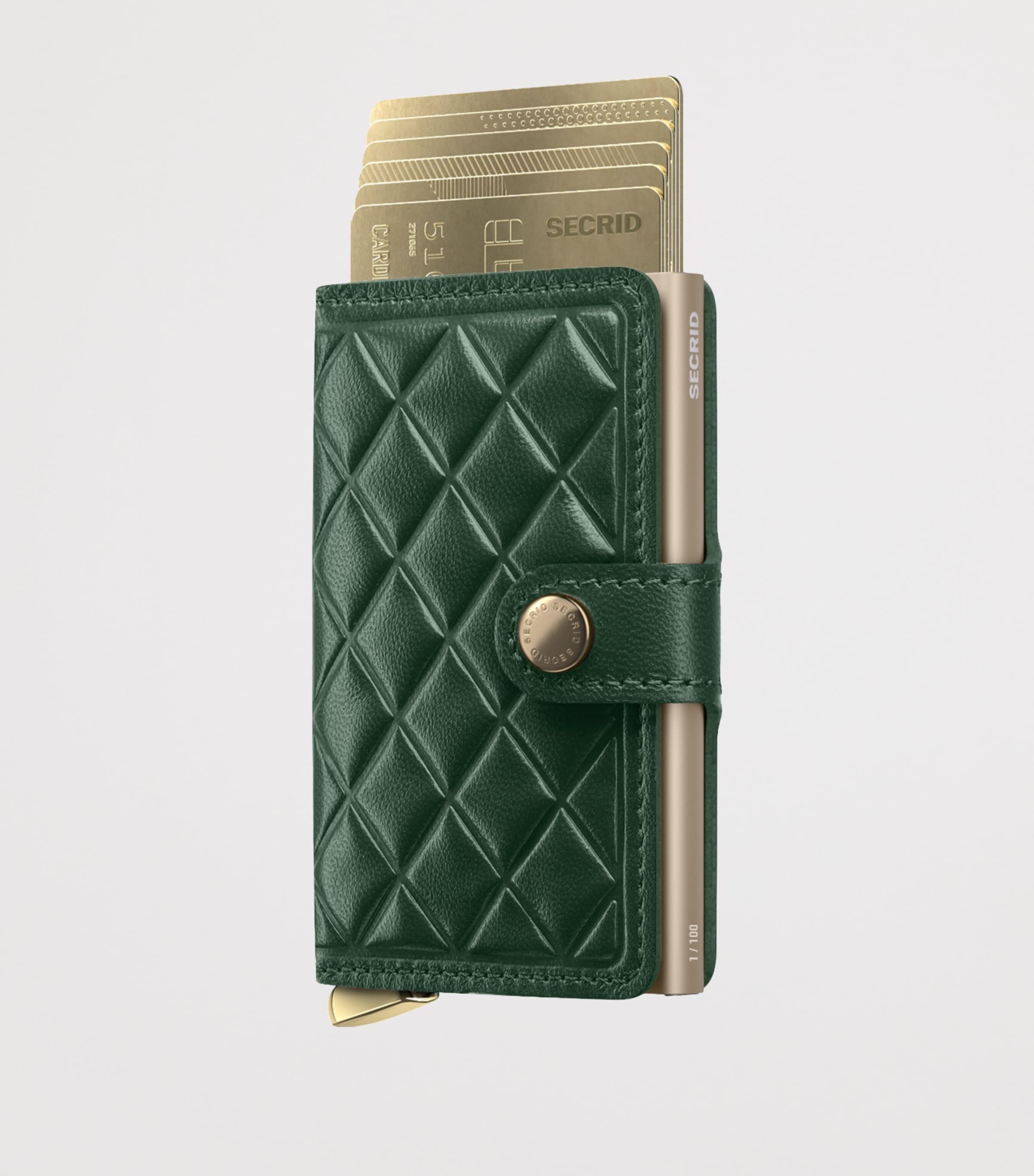 Premium Leather Embossed Diamond Miniwallet GREEN Image 2