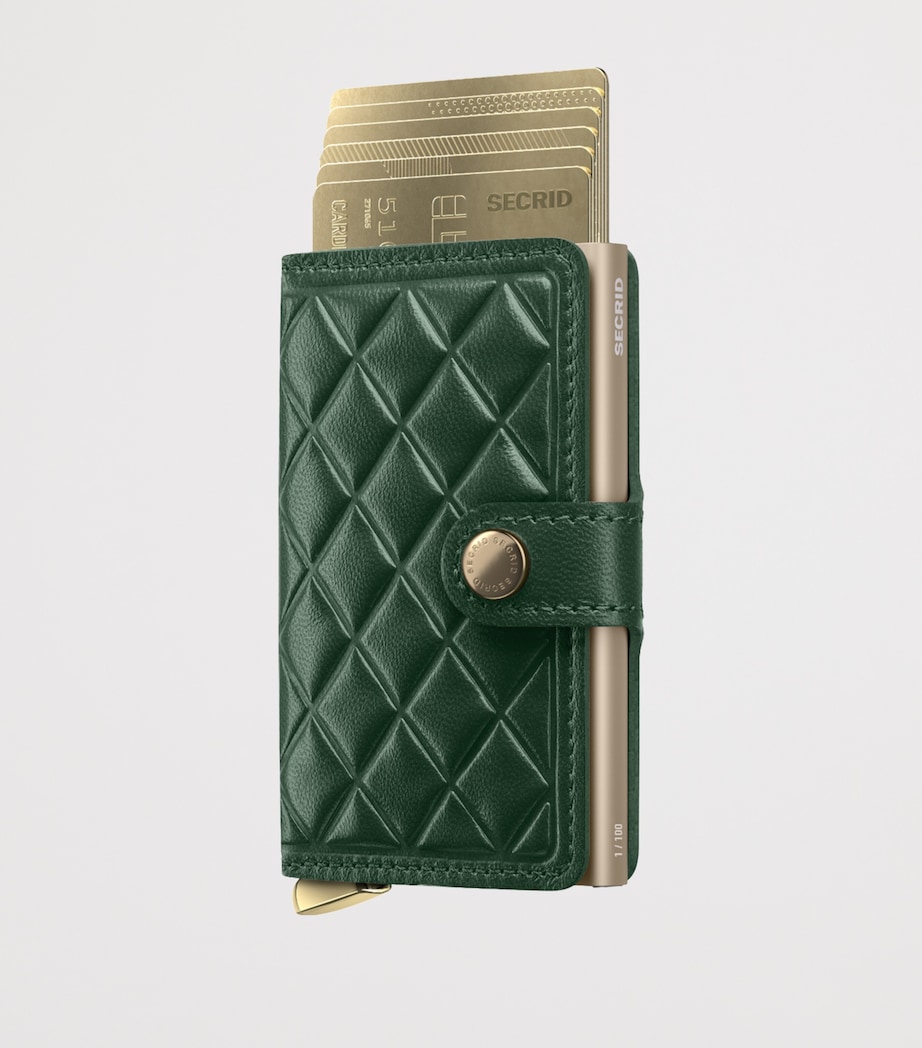 Premium Leather Embossed Diamond Miniwallet GREEN Image 2
