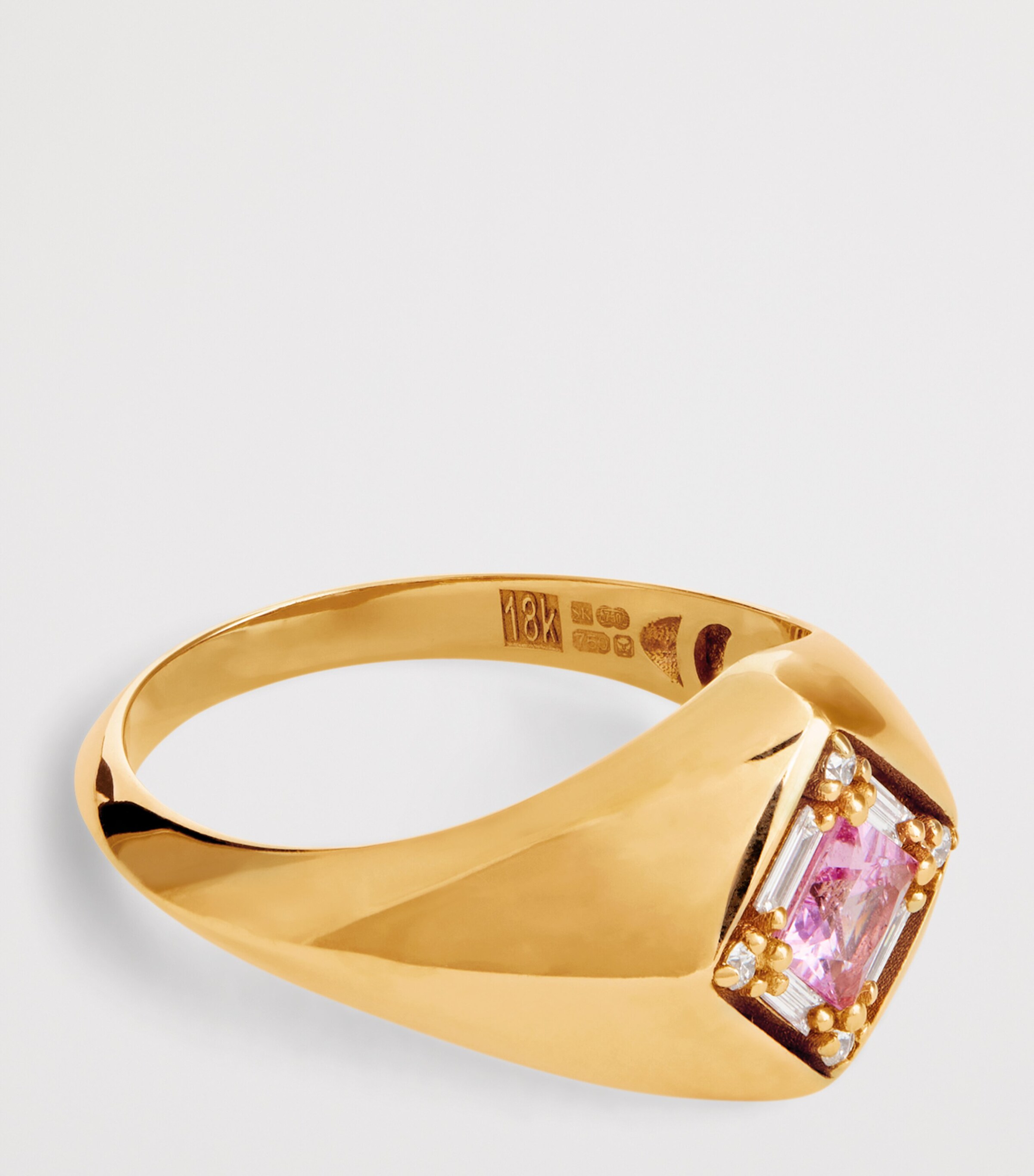 Rose Gold, Diamond and Sapphire Princess Signet Ring (Size 6) 18K RG/P Image 4