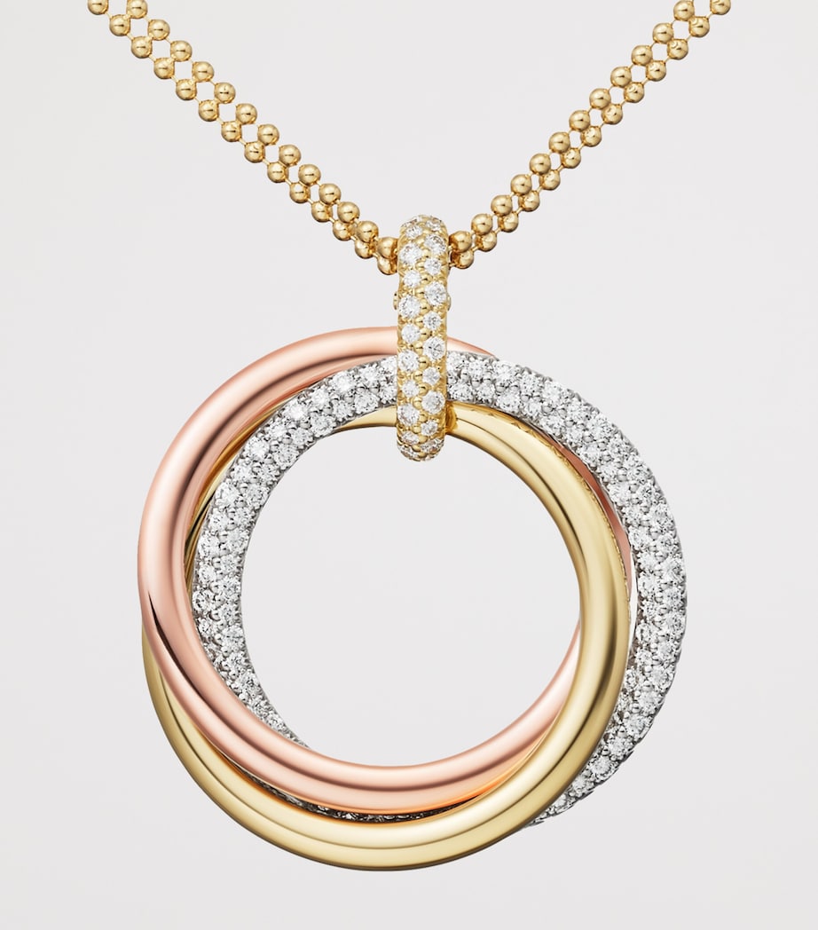 Large White, Rose, Yellow Gold and Diamond Trinity Necklace MIXED GOLD Image 3