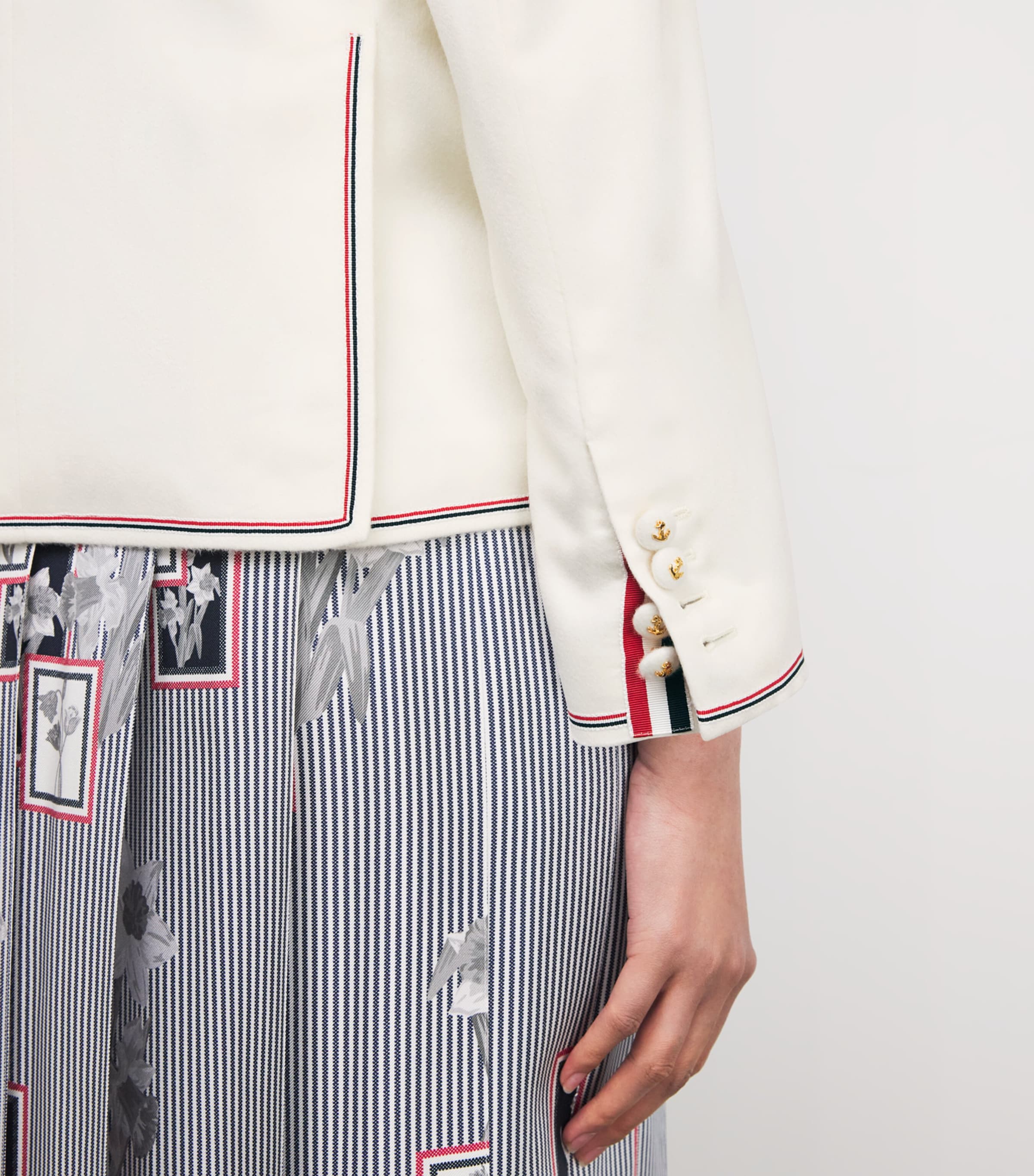 Cashmere Tricolour-Stripe Blazer WHITE Image 6