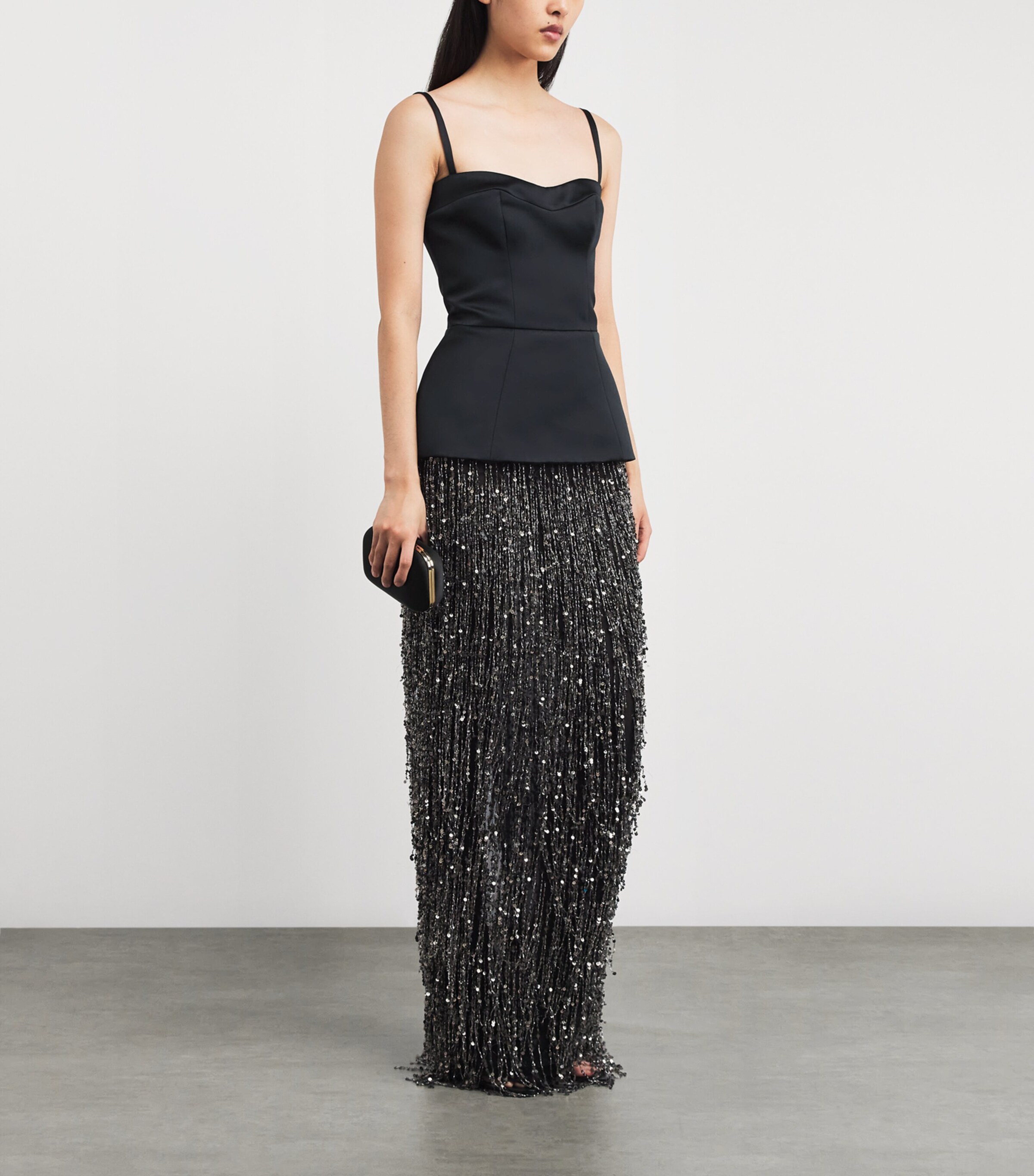 Safiyaa Womens Bustier Saori Gown Black With Gunmetal Image 2
