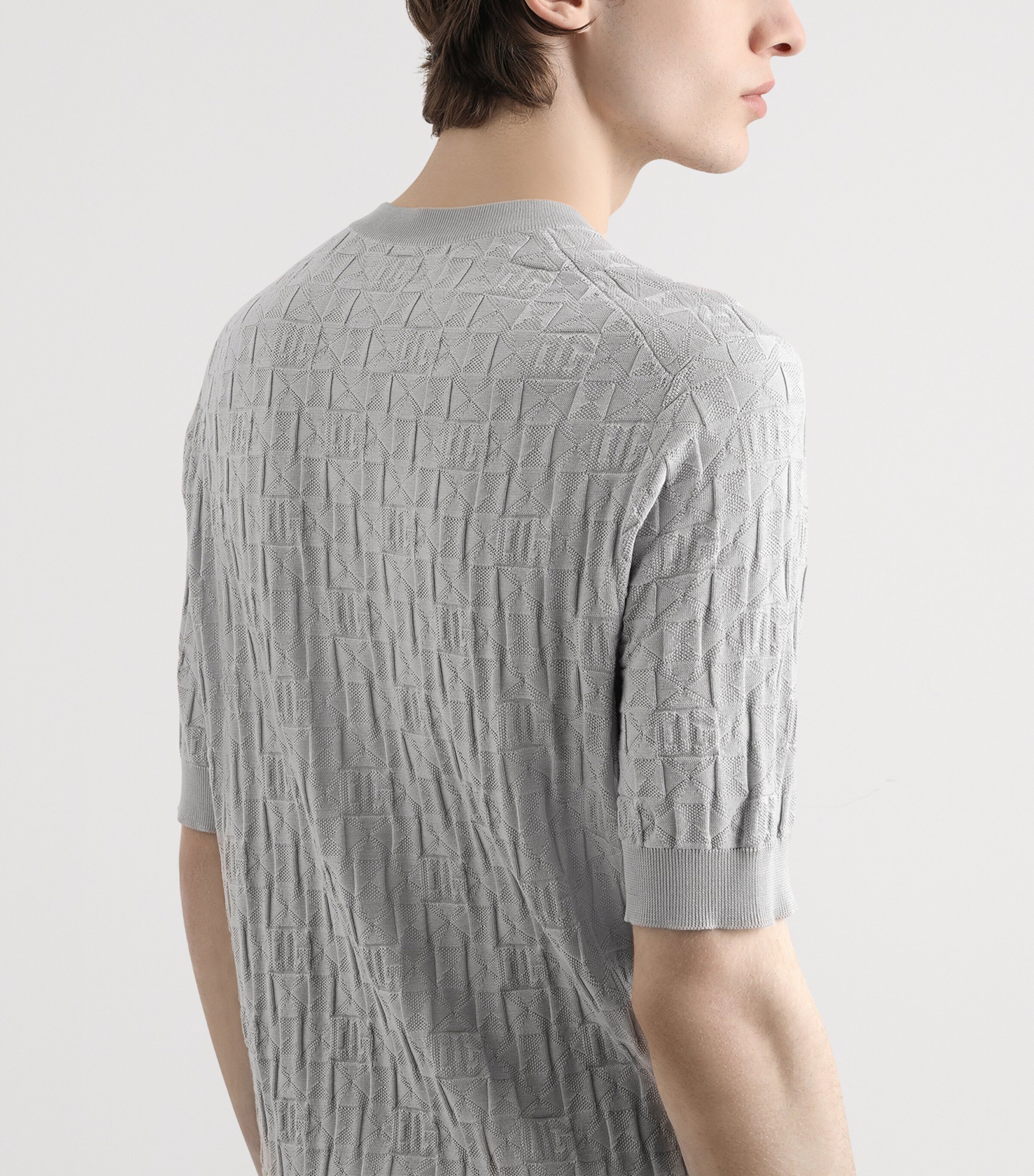 Silk Monogram Sweater N0038-LIGHT GRE Image 5