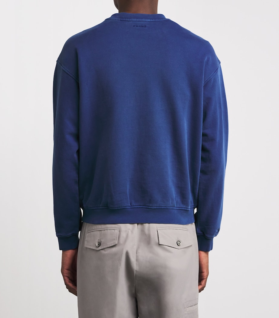 Cotton Embroidered Logo Sweatshirt REFLEX BLUE WASHED Image 4