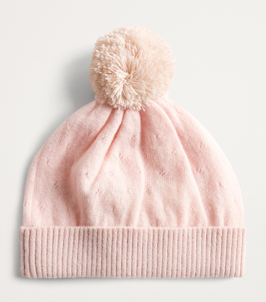 Cashmere Pointelle Beanie (0-24 Months) PINK Image 2