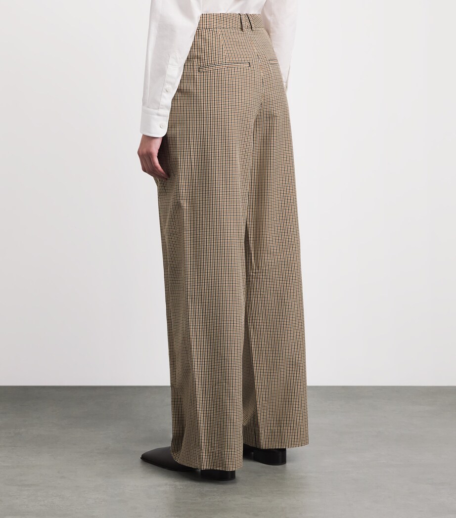 Vince Womens Cotton-Lyocell Check Camille Trousers Ltwhtstn Chck Image 5