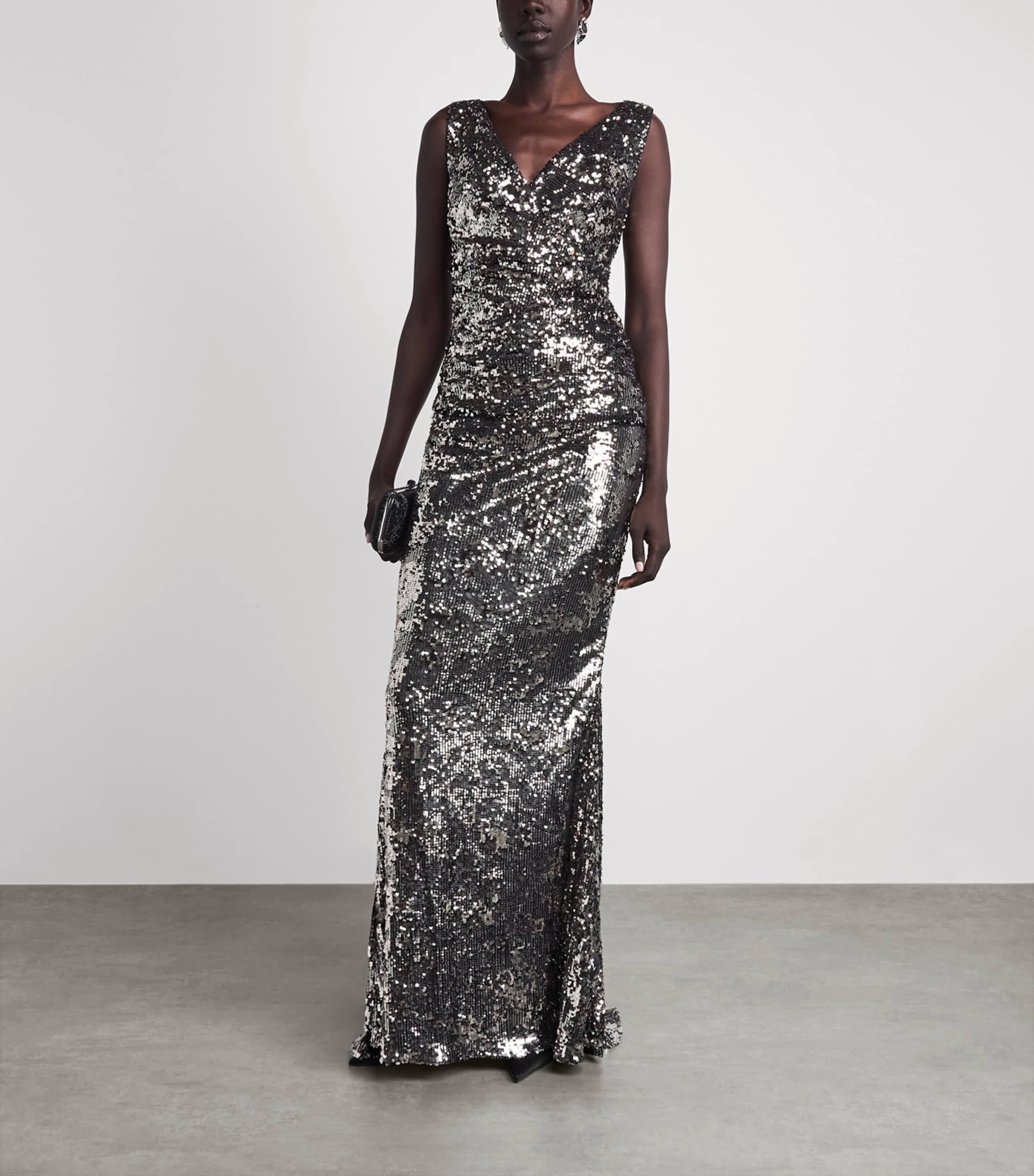 Talbot Runhof Womens Sequinned Column Gown Bronze Image 2