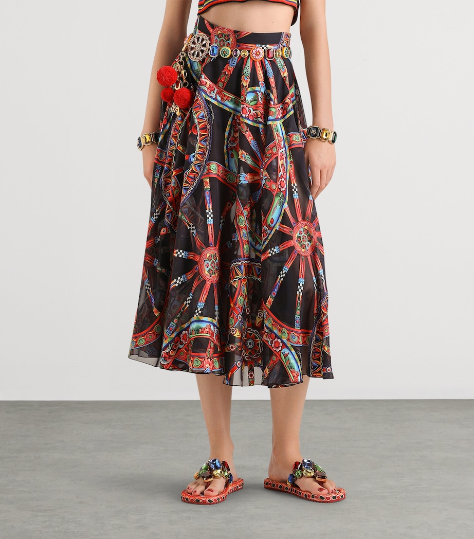 Dolce&Gabbana Womens Twill Carretto Midi Skirt Ruote Carret Image 4