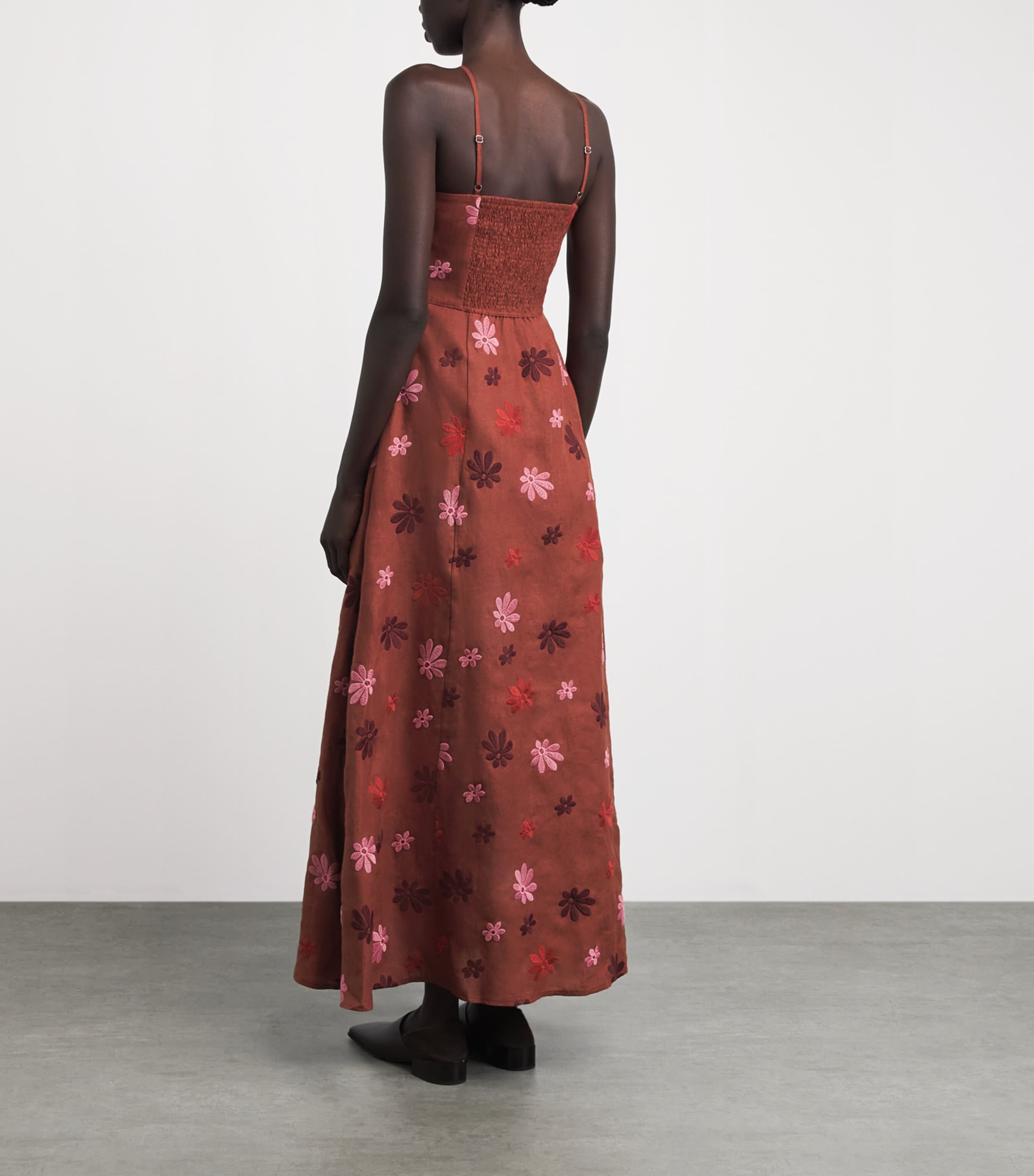 LUG VON SIGA Womens Linen Sara Midi Dress Terracotta Image 4