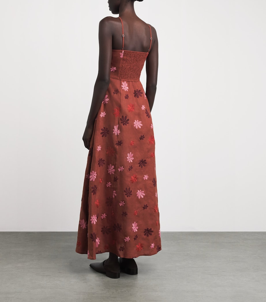 LUG VON SIGA Womens Linen Sara Midi Dress Terracotta Image 4