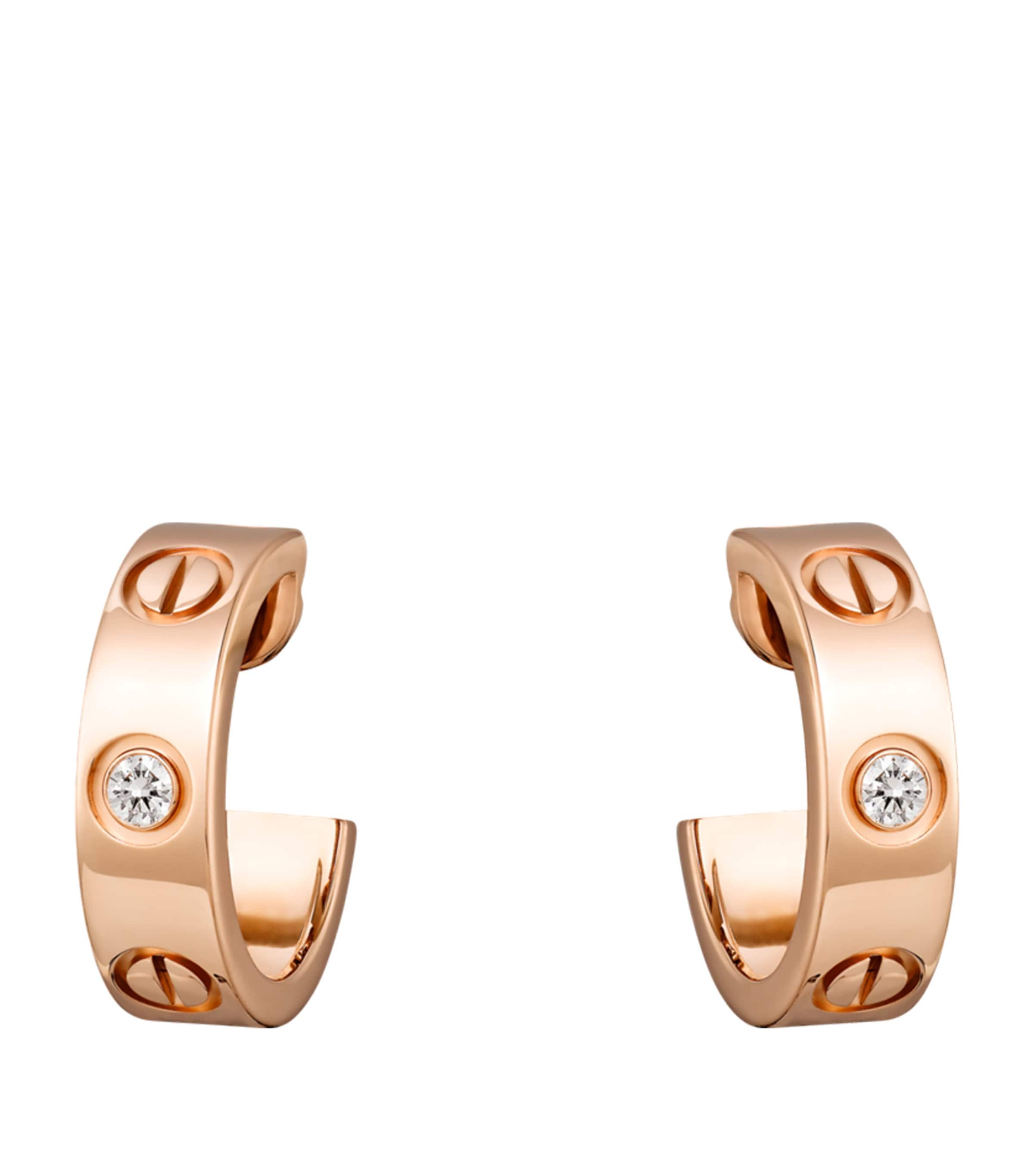 Rose Gold and Diamond LOVE Earrings ROSE GOLD Image 1
