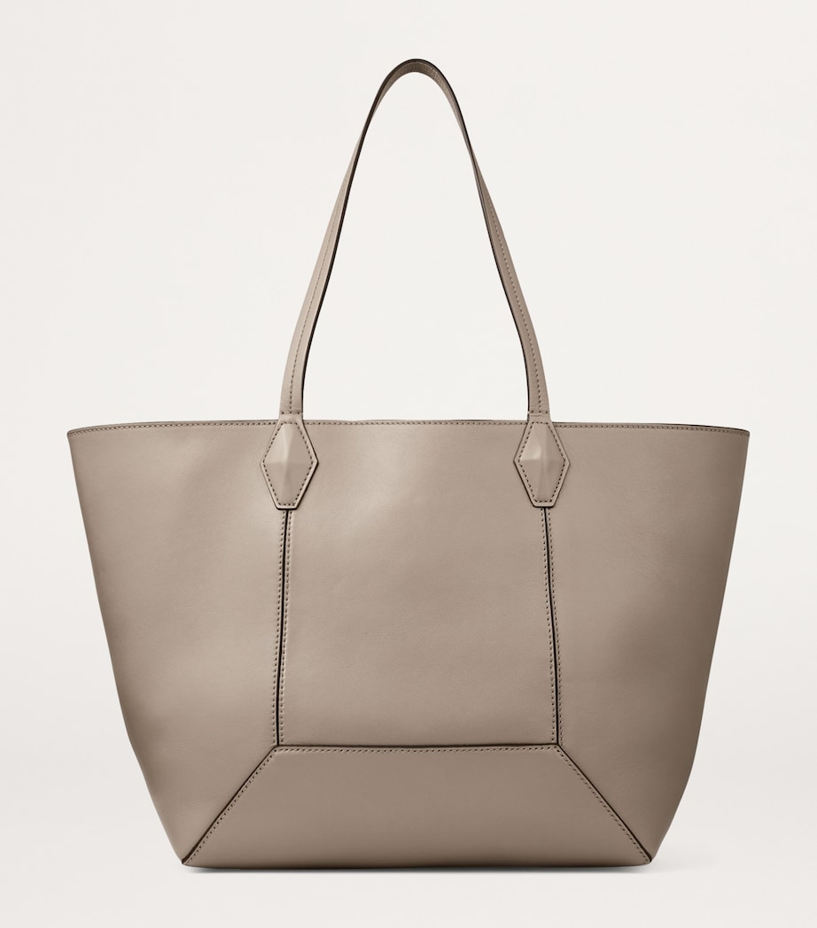Diamond Medium Leather Tote Bag TAUPE/TAUPE Image 5
