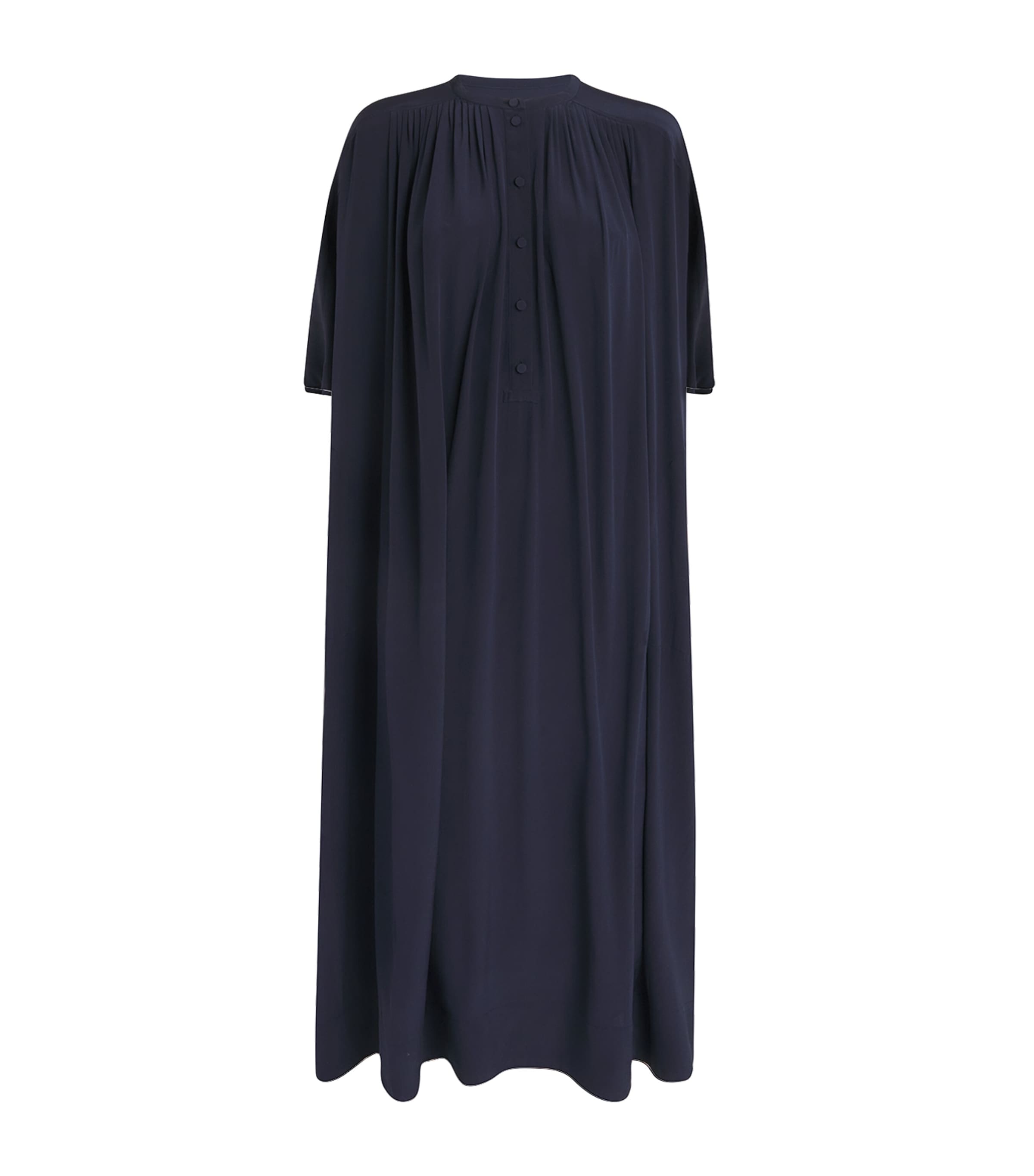 Shop Yves Salomon Silk Crepe De Chine Midi Dress In Blue