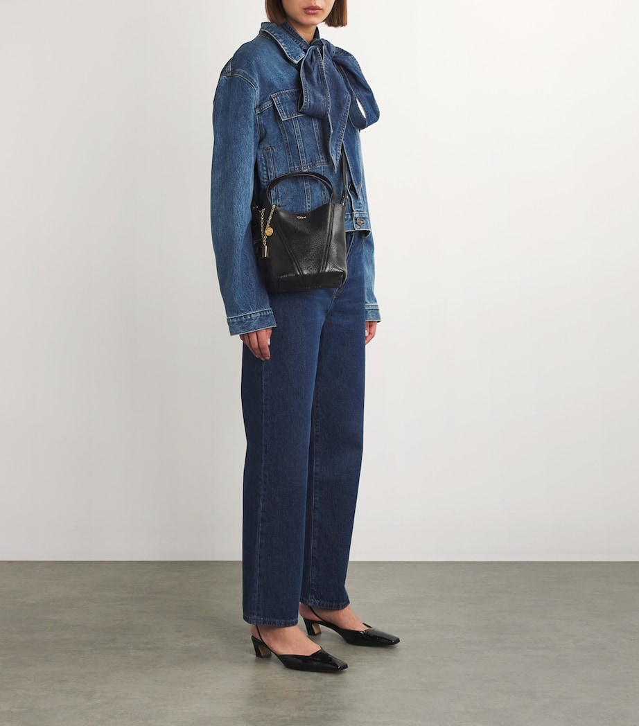 Small Calfskin Spin Tote Bag BLACK Image 2