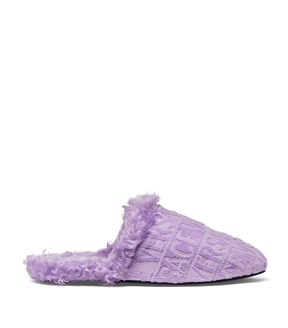 Faux Fur Monogram Slippers CAMEL Image 1