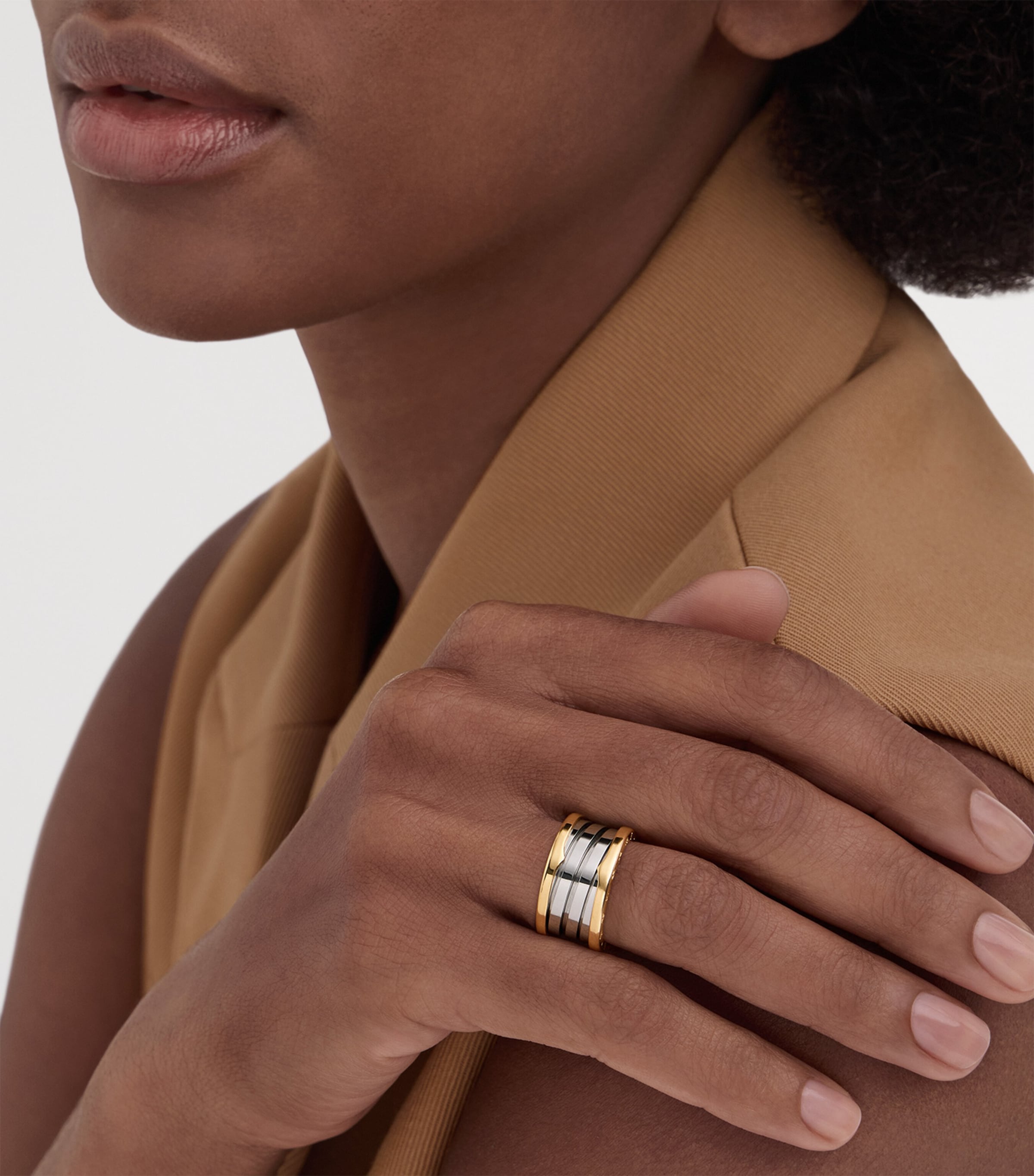 Bvlgari Yellow Gold and Stainless Steel B.zero1 Four-Band Ring Yellow Gold & Steel Image 3