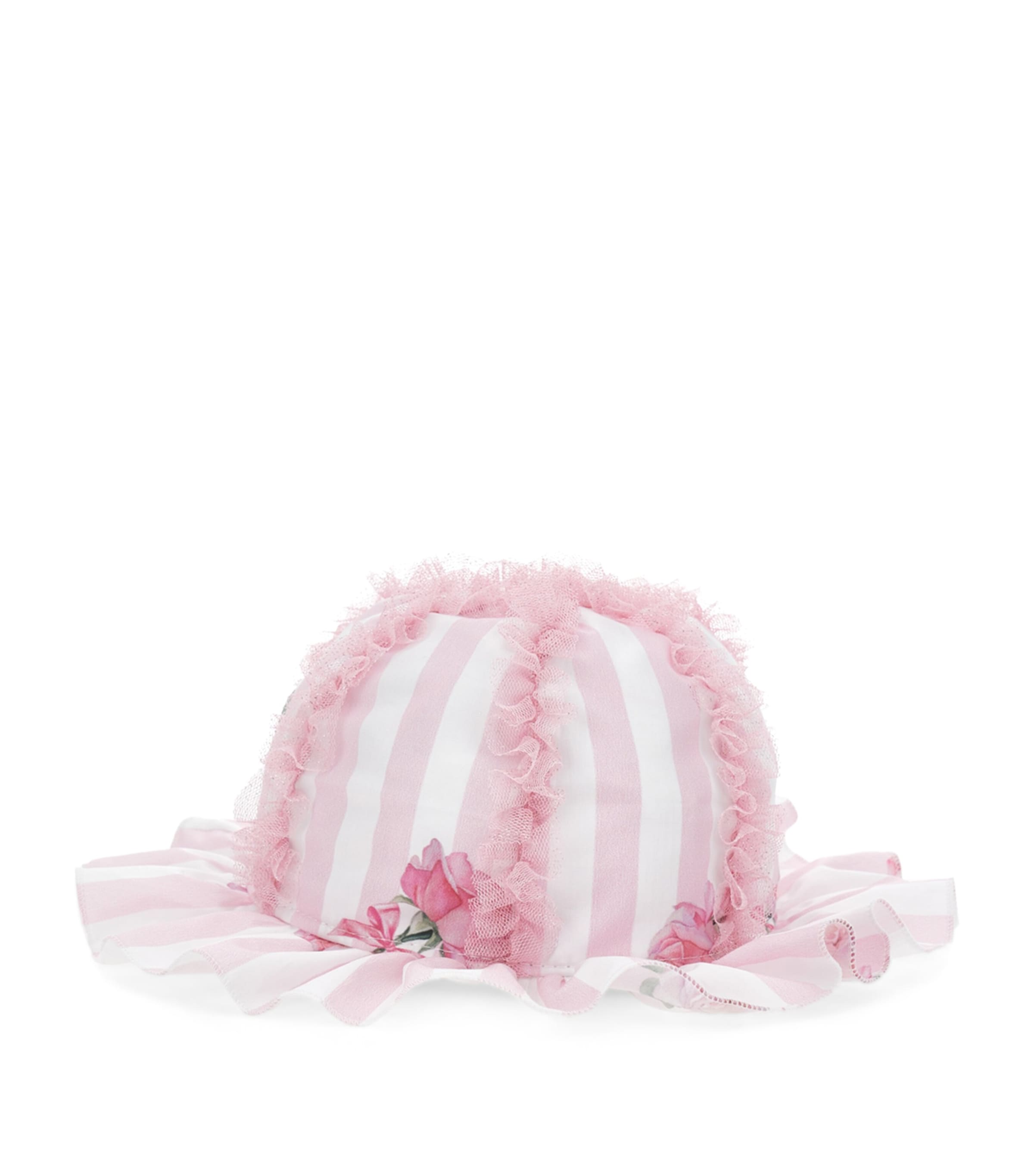 Monnalisa Satinhut Mit Streifen Und Rosen