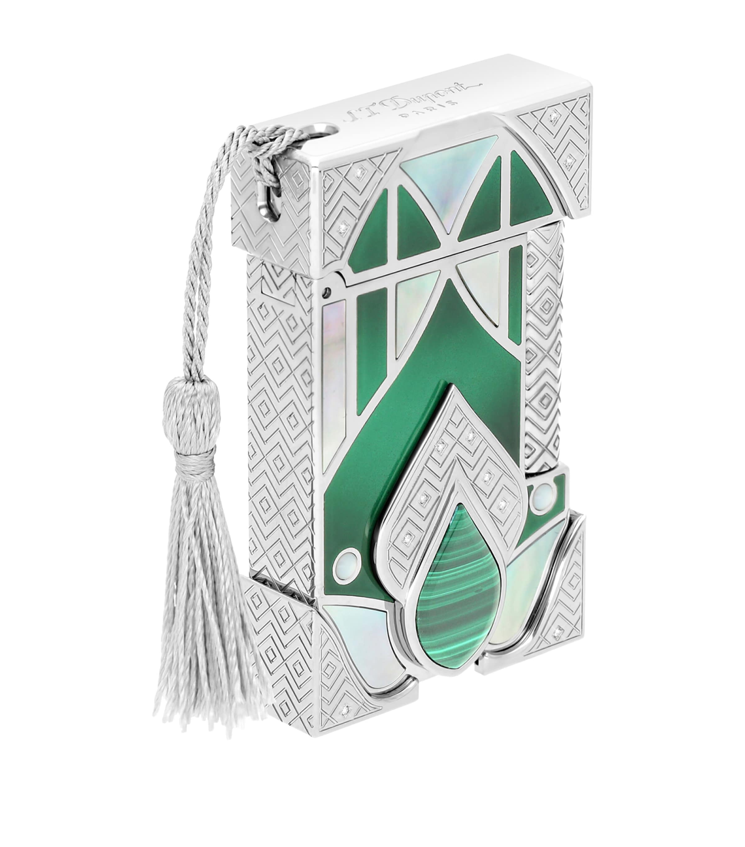 S.T. Dupont Haute Creation Maharaja Lighter Palladium + Green Image 5