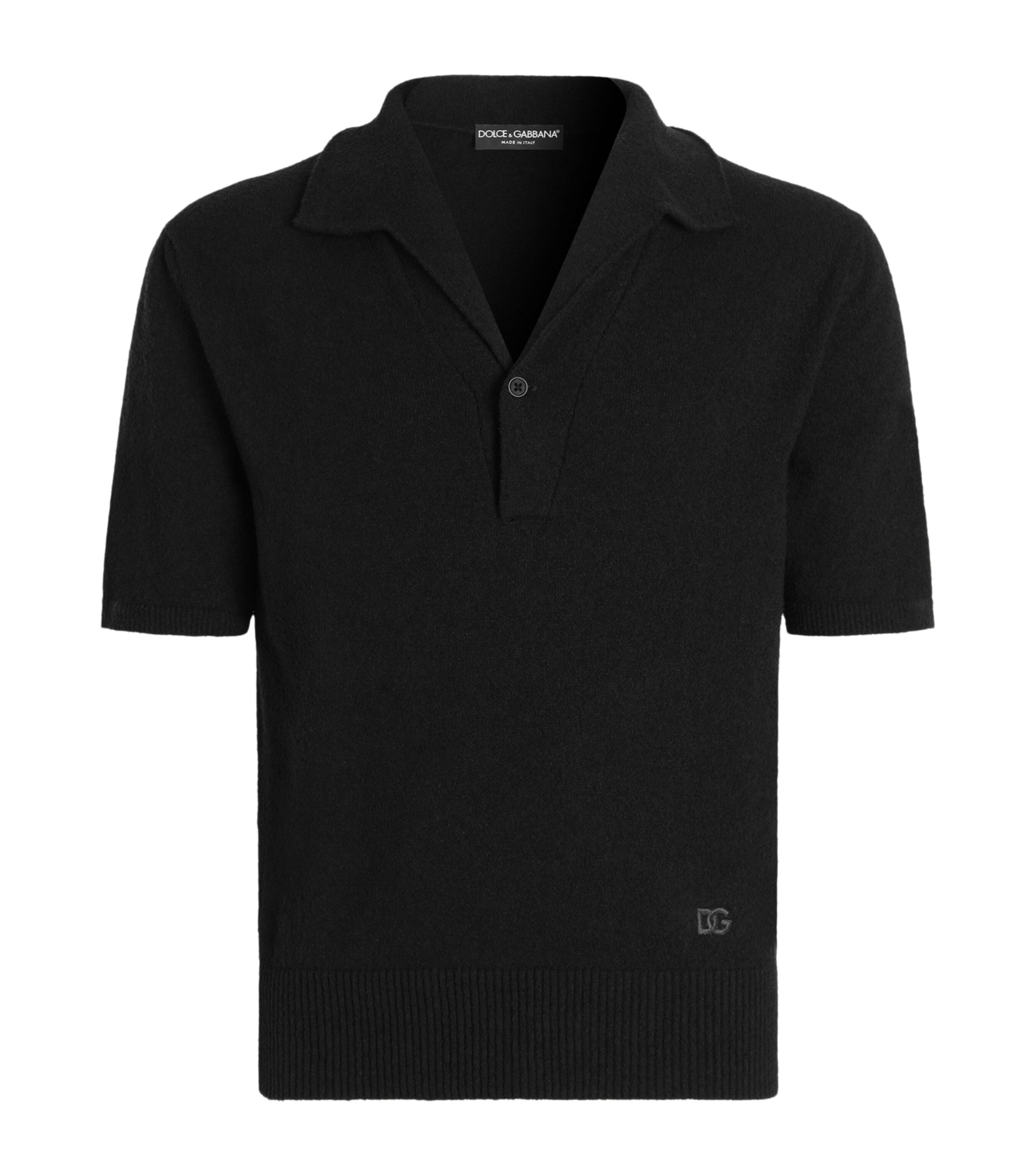 Dolce&Gabbana Mens Terry Polo Shirt Blac Image 1