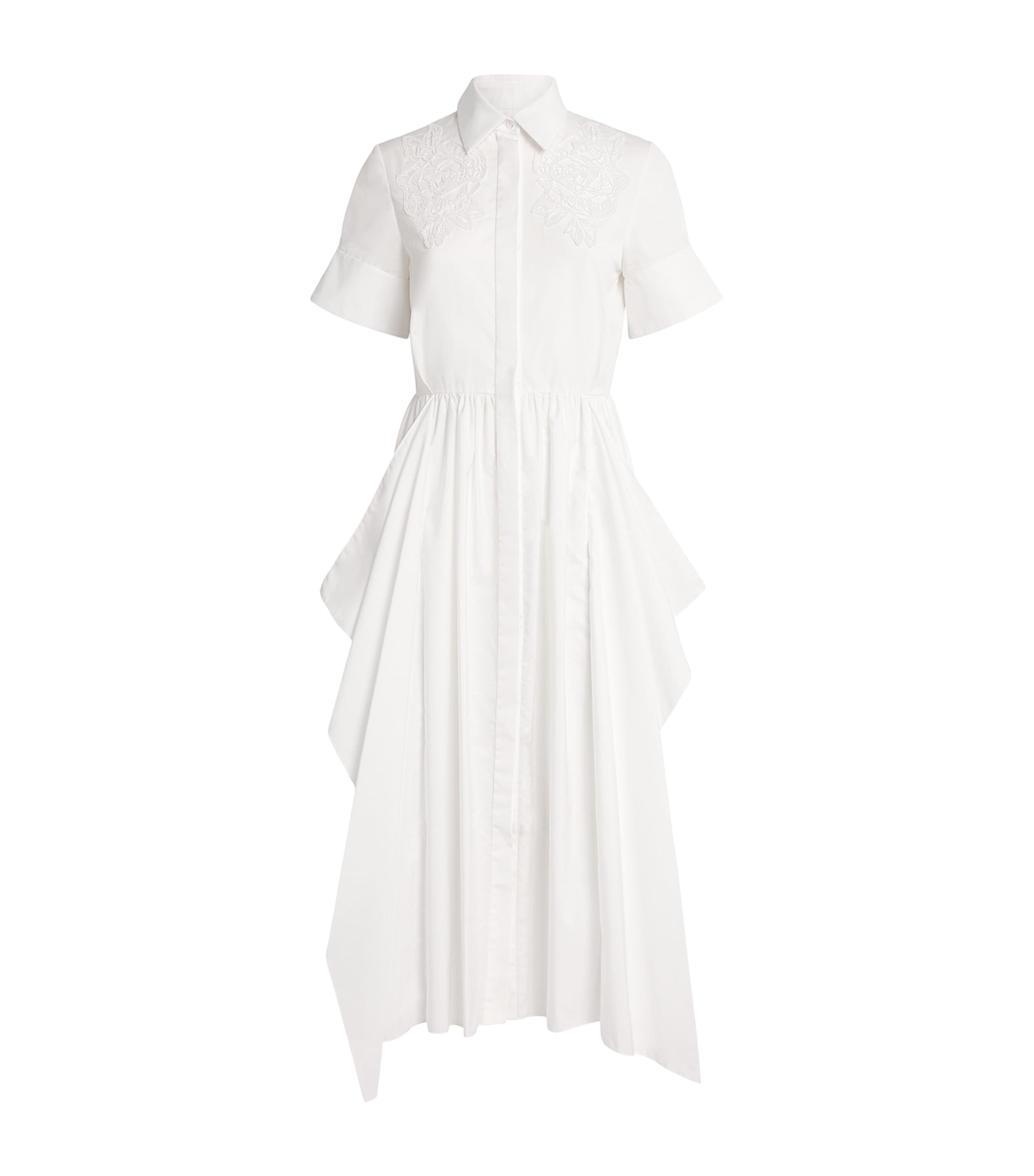 Erdem Cotton Embroidered Midi Dress In White