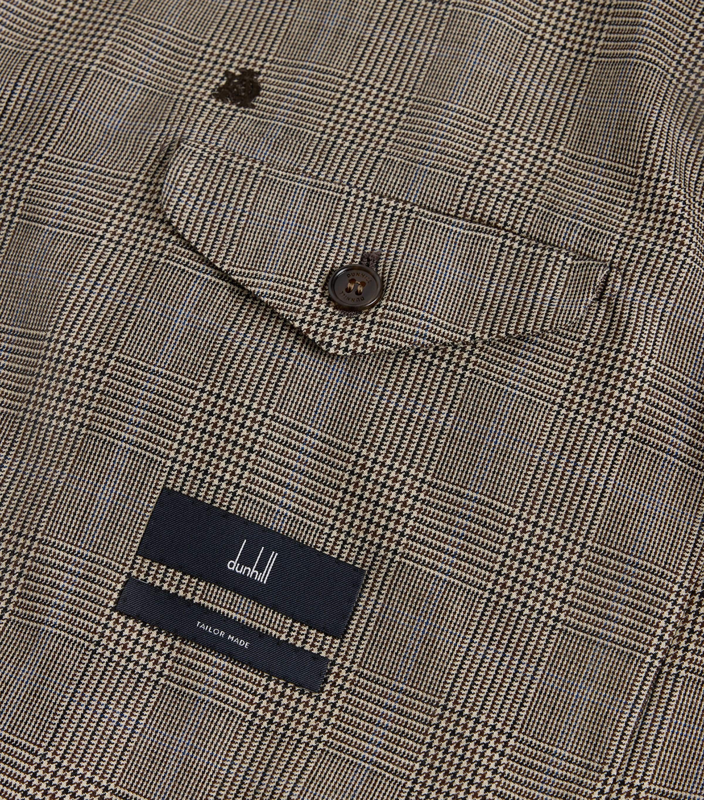 Dunhill Mens Wool-Cashmere Check Cavendish Blazer Khaki Image 7