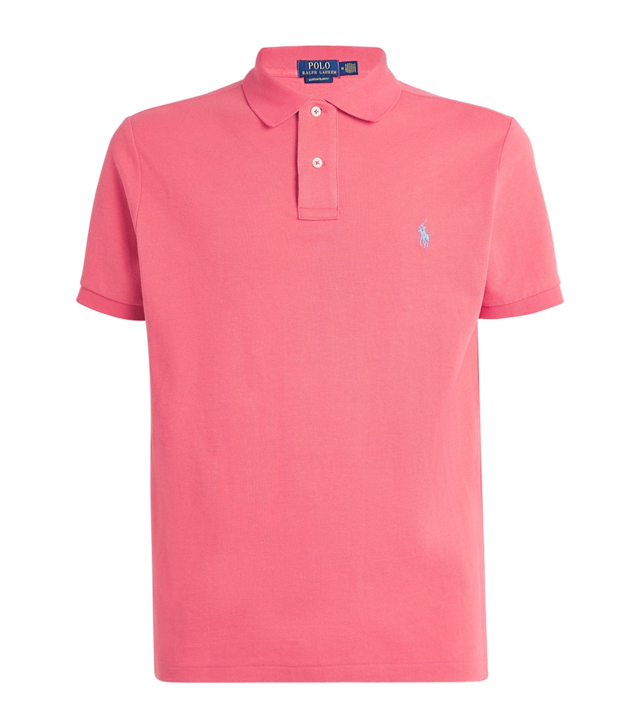 Cotton Mesh Slim Polo Shirt RED SKY Image 1
